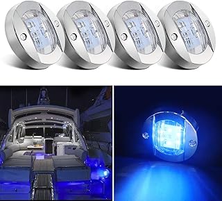 Obcursco Boat Light LED, 12V LED Boat Interior Light for Boat Deck LED Transom Mount Light, LED Boat Courtesy Light. Perfect for Night Fishing (Blue,4 Pcs)