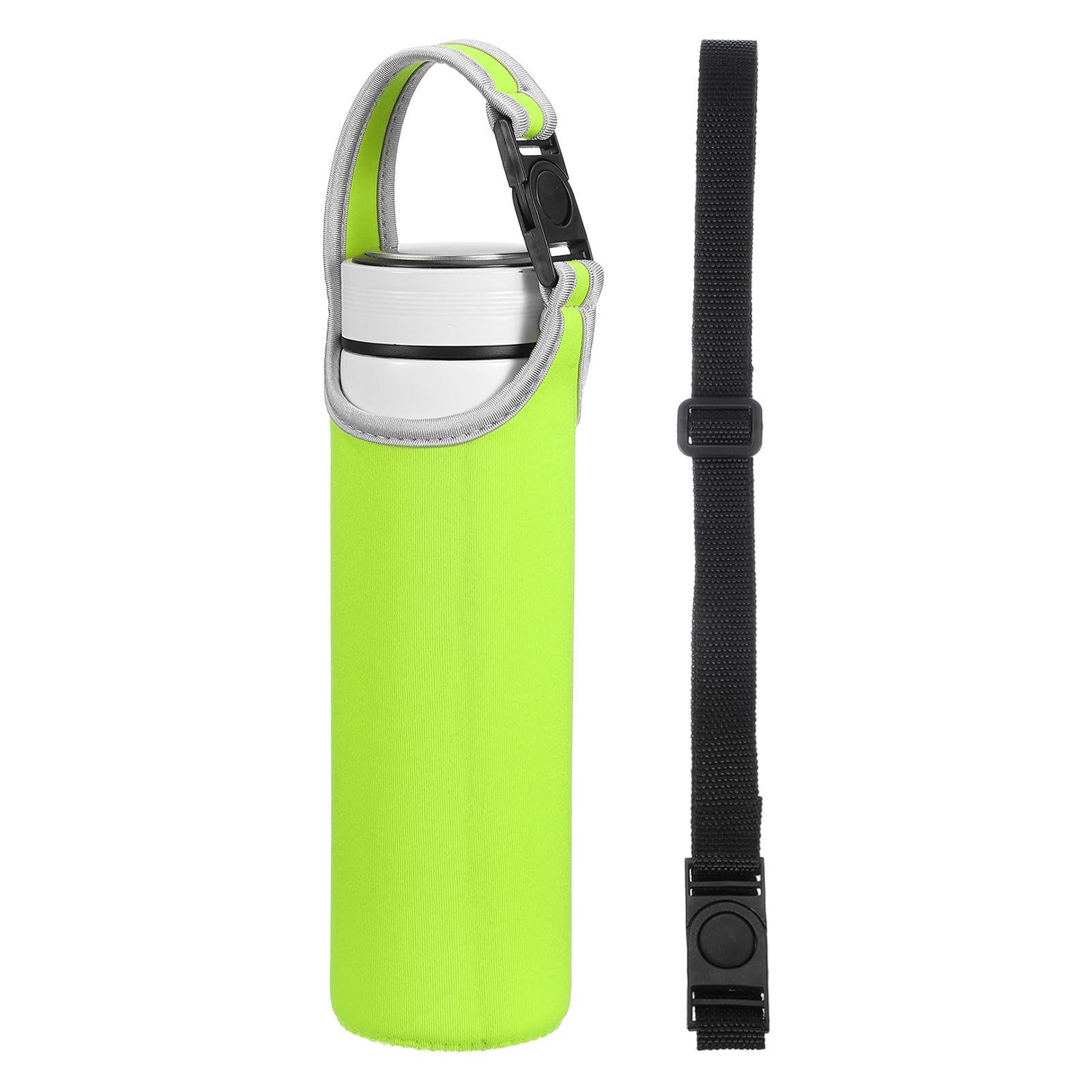 sourcing map 2pcs Neoprene Water Bottle Sleeve, 15.5-20oz Insulated Water Glass Bottle Carrier Bag Collapsible Drink Bottle Sleeve Cover Holder with 2 Straps, Green