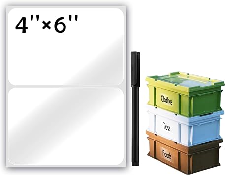 JIEHENG 100Pcs Clear Large Labels for Storage Bins,6x4 Inch Labels