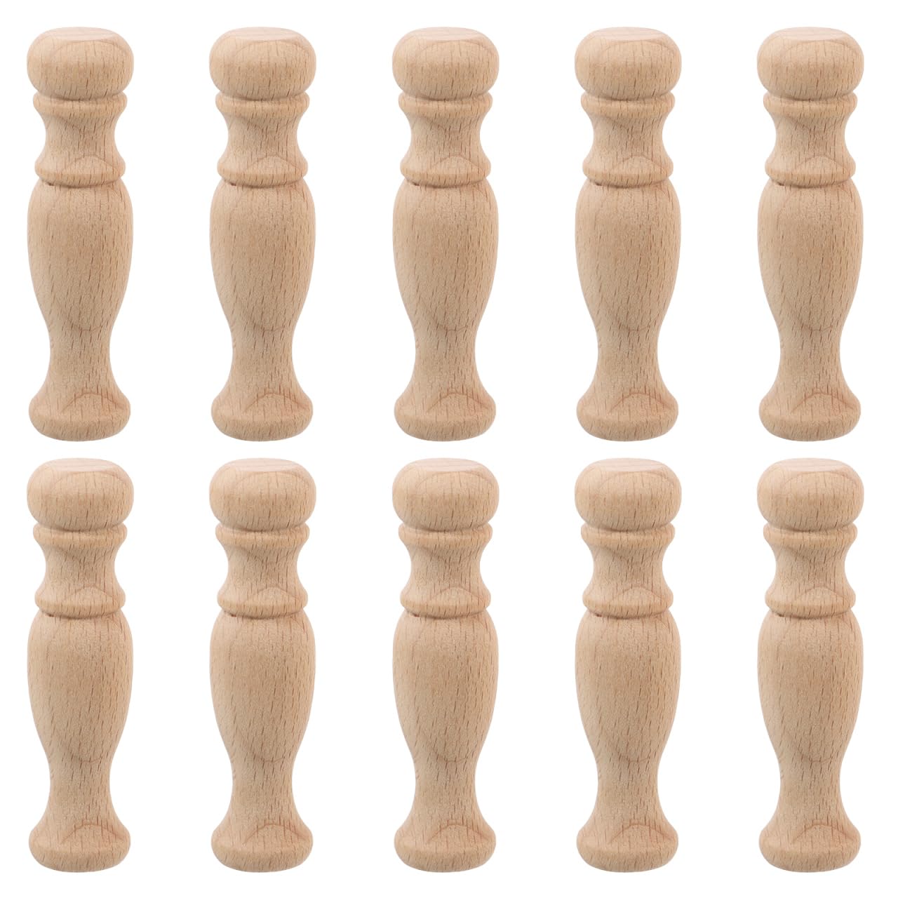 Healifty 10pcs Unpainted Wood Craft Spindles Wooden Roman Column Pillars Small Baluster Posts for DIY Home Decor Furniture Accessories