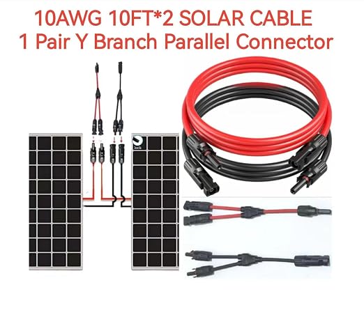 Cable solar extensión 10AWG 10 pies con conectores macho y hembra miniatura 5