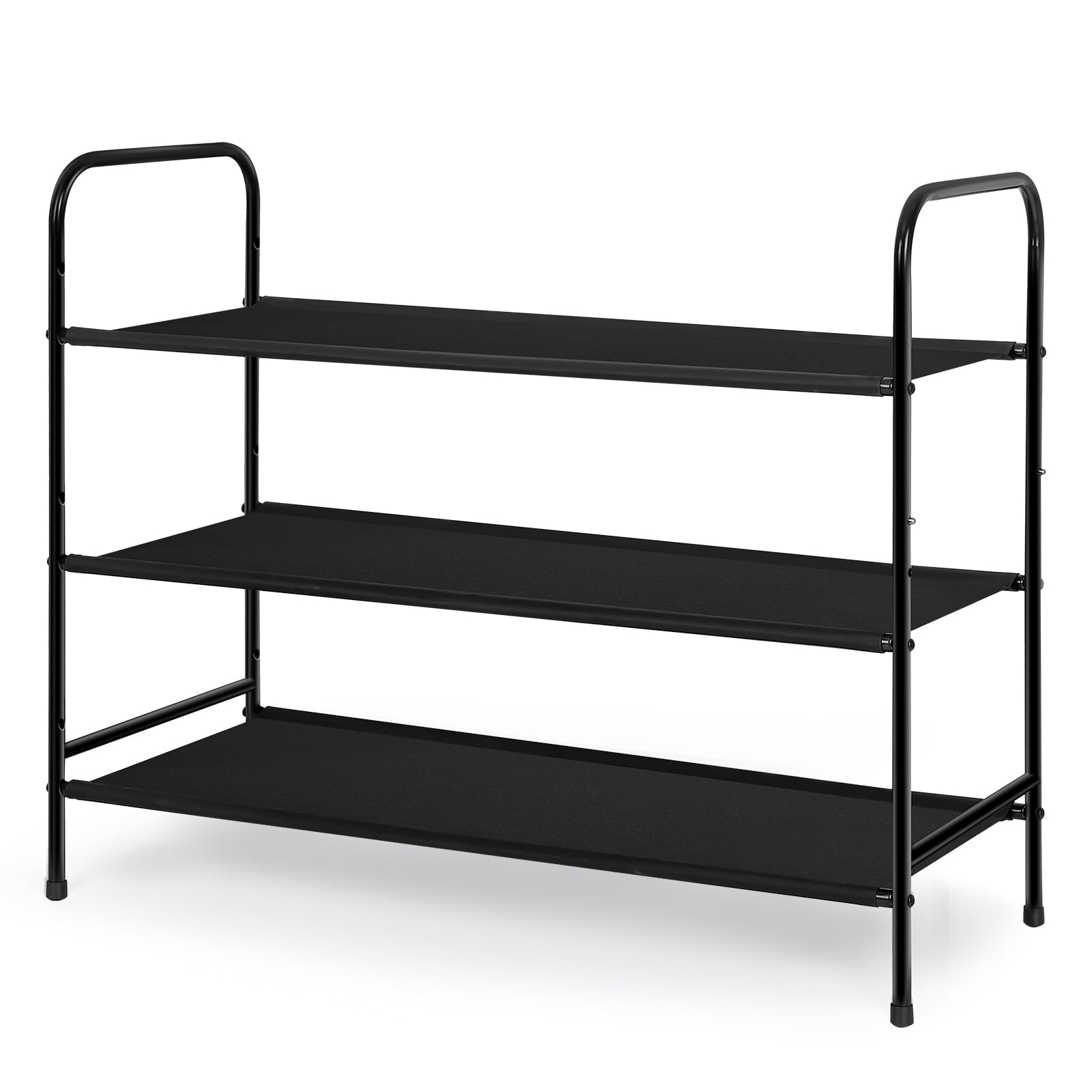Zapatero de 3 niveles, estante de almacenamiento de zapatos de metal para 9-12 pares, fácil de montar, entrada, dormitorio, negro