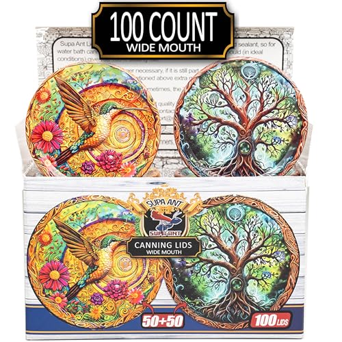 Canning Lids-Certified Food Grade Thickest BPA/BPS free Mason Jar Lids & Canning Supplies-Canning Jars Lid for Wide Mouth Mason Jars.Airtight Wood Frame Can Lids & Canning Jar Lids by Supa Ant-100pk