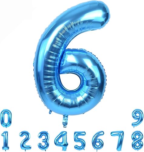 Miniatura 25 de TONIFUL Globo azul de 40 pulgadas con números grandes del 0 al 9, decoración de fiesta de cumpleaños, globo de aluminio Mylar número 1 digital 1