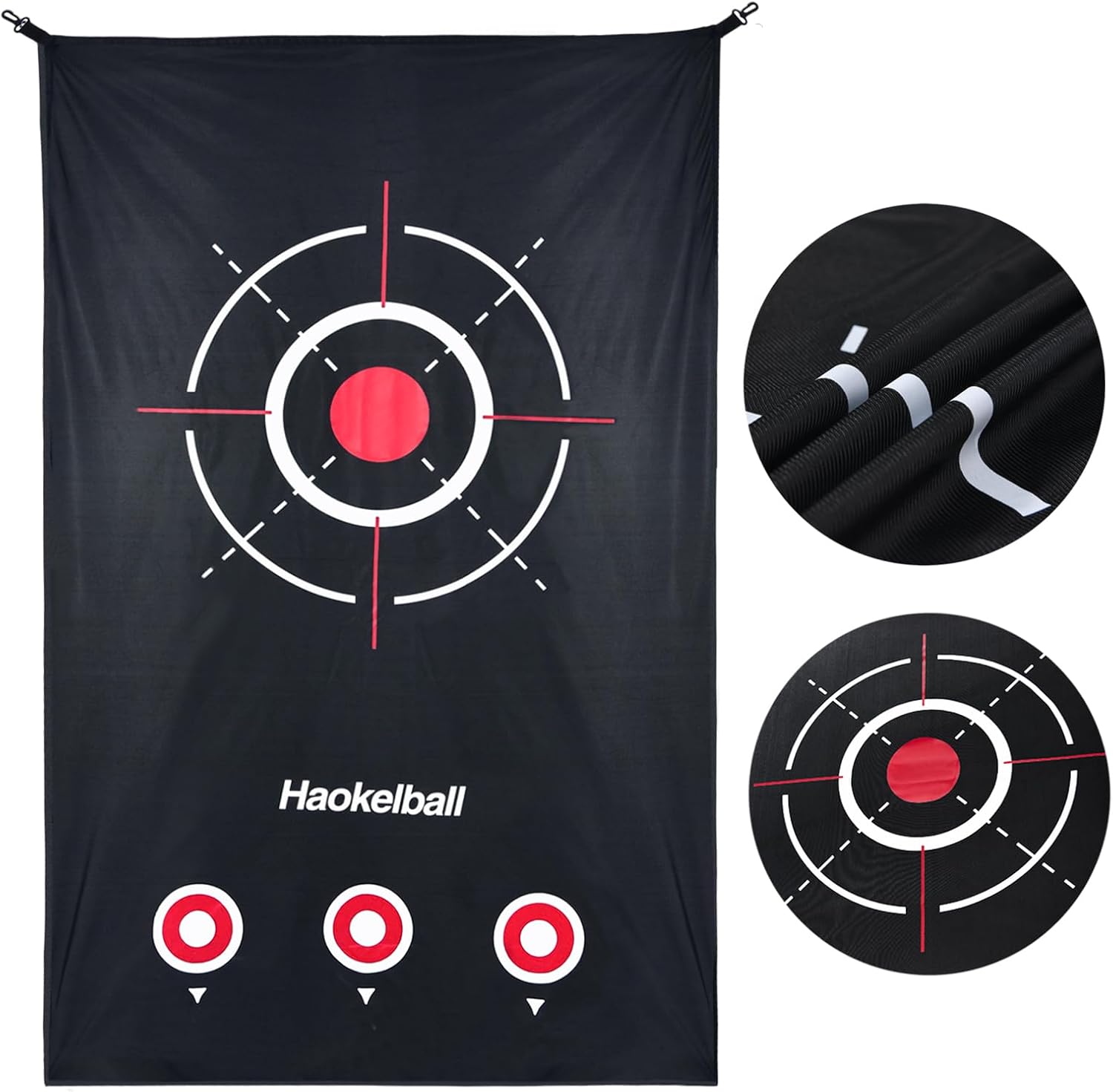 Golf Impact Silent Target Cloth for Hitting Practice Net System, 3x5 FT Noise-Reducing Golf Target Cloth Replacement with 4 Precision Aim Points, Durable for Indoor/Outdoor Training
