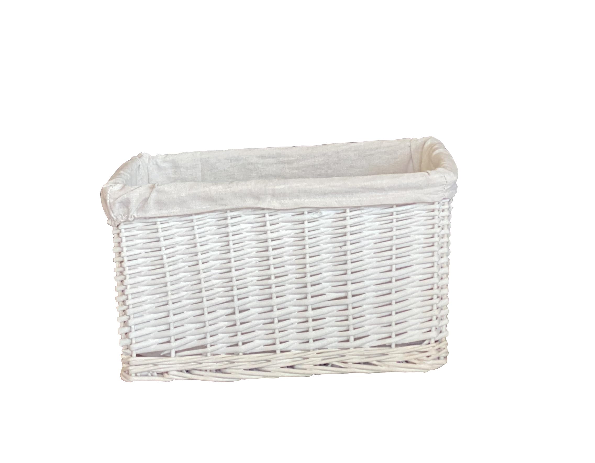 Topfurnishing Large Big Huge Deep Children Kids Baby Nursery Storage Wicker Basket Toy Box Organiser With Liner White Large 46.5 x 33 x 26 cm