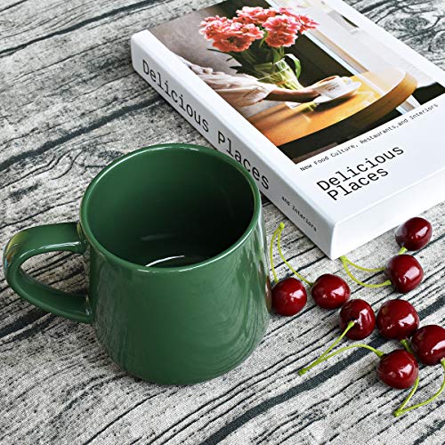 Bosmarlin Glossy Ceramic Coffee Mug, Tea Cup for Office and Home, 18 oz, Suitable for Dishwasher and Microwave(Dark Green, 2) - Thumbnail 2