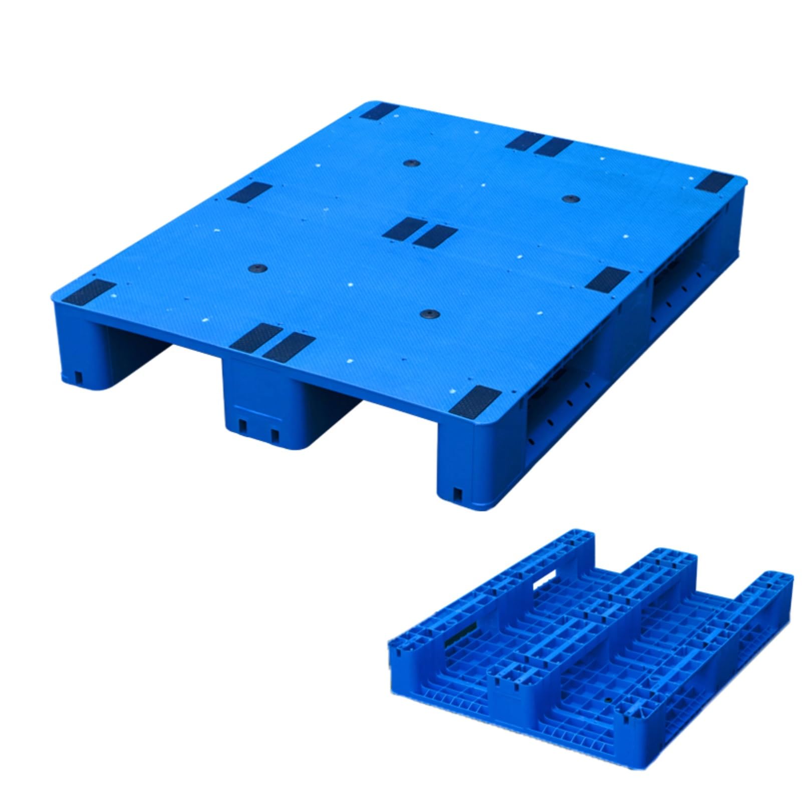 GOCHUSX Plastic Pallet, Blue Lightweight Floor Pallet, NestablePolyethylene Pallets with Breathable Grid for Wet Basement Floor Storage Outside Supermarket(A-Blue,100x80x15cm-3PCS)