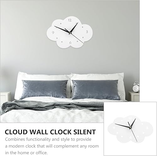 Miniatura 8 de Reloj de pared, reloj de pared decorativo con forma de nube, reloj de pared silencioso sin batería para habitación, dormitorio, sala de estar,