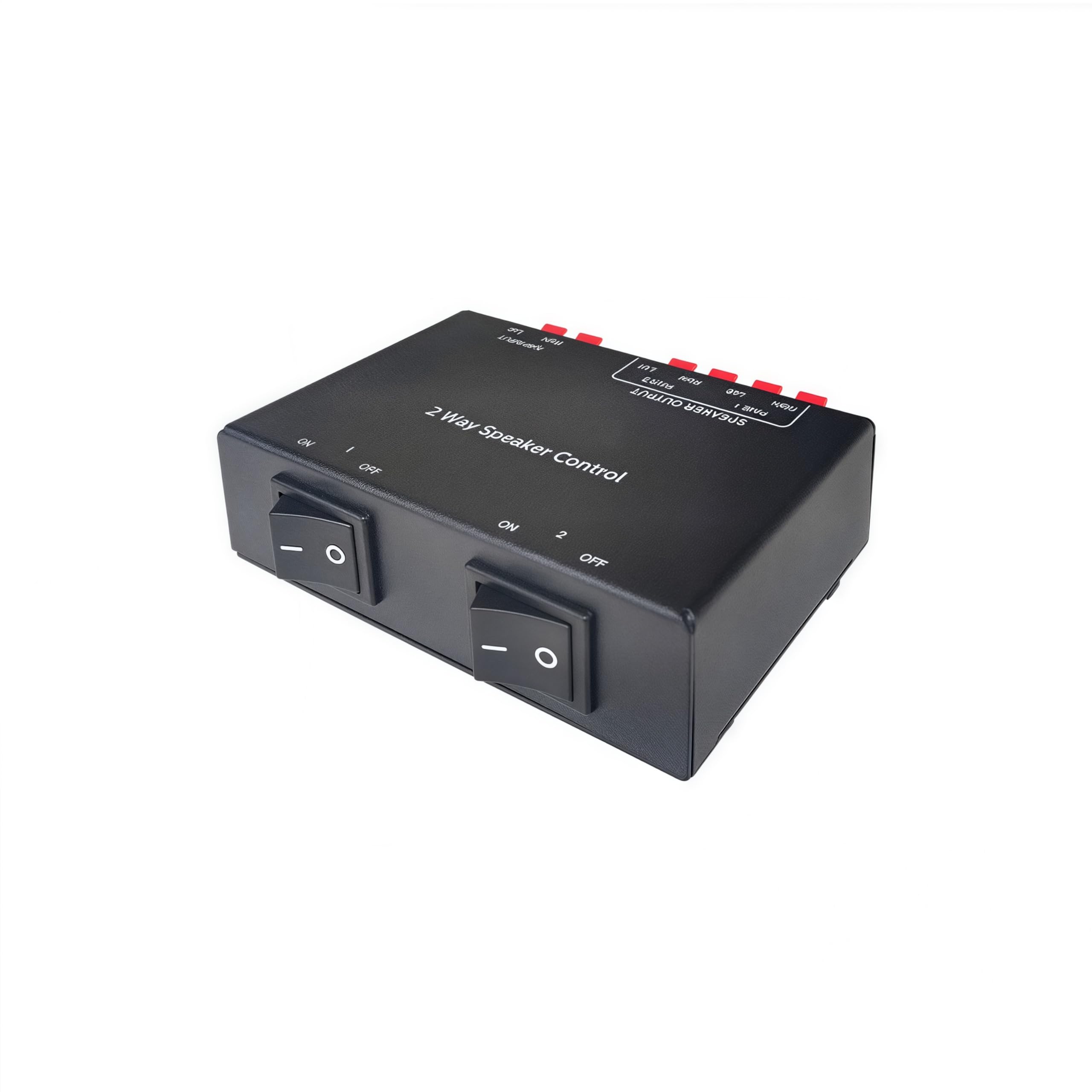 2-Channel Passive Speaker Selector, 2-Zone Sound Distribution Box Hub, Supports up to 150W / Channel, Full Metal Square Box