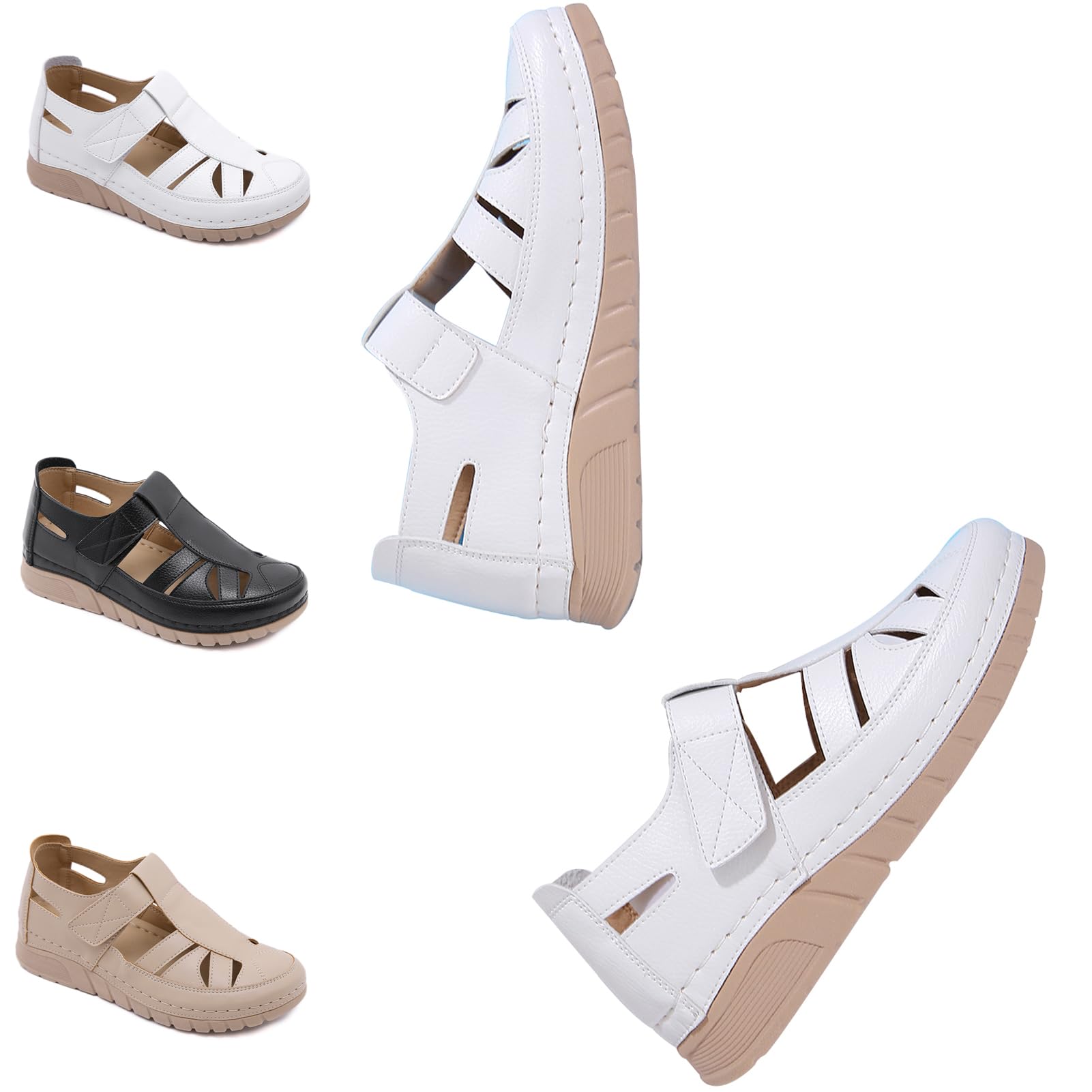 Sandales orthopédiques compensées avec bout fermé protecteur en cuir