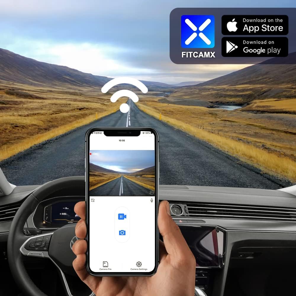 Fitcamx 4K Dash Cam Suitable for VW Arteon 2019-2024 SE SEL Premium R-line 4motion, Integrated Look, 2160P UHD Video, Loop Recording, Built-in WiFi & APP, Parking Sensor, Easy to Install, 64GB Card