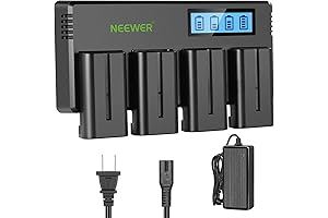 4 Packs Neewer Battery - 7.4V 2600mAh NP-F550 with Charger and Adapter