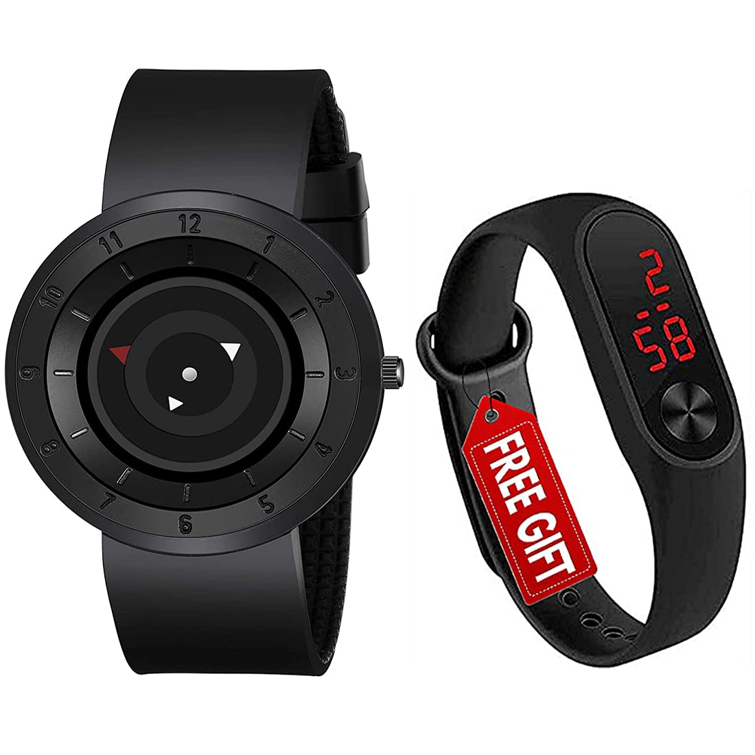 GOLDENIZE FASHION Black Arrow Analogue Dial and Rectangular Digital Dial Watch with LED Display Boys & Mens Combo Pack of 2 Watches (B09BYYP7BX) Amazon Price History, Amazon Price Tracker