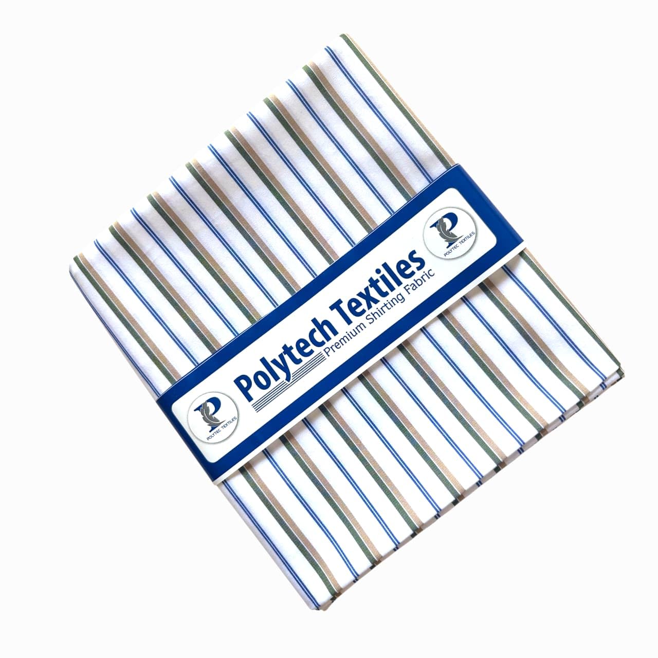 polytech textiles 201-Polytech Textiles Premium Cotton Blend Striped Shirting Fabric, Royal Blue Grey Peach, 58 Inches, Pure cotton.-picture-13