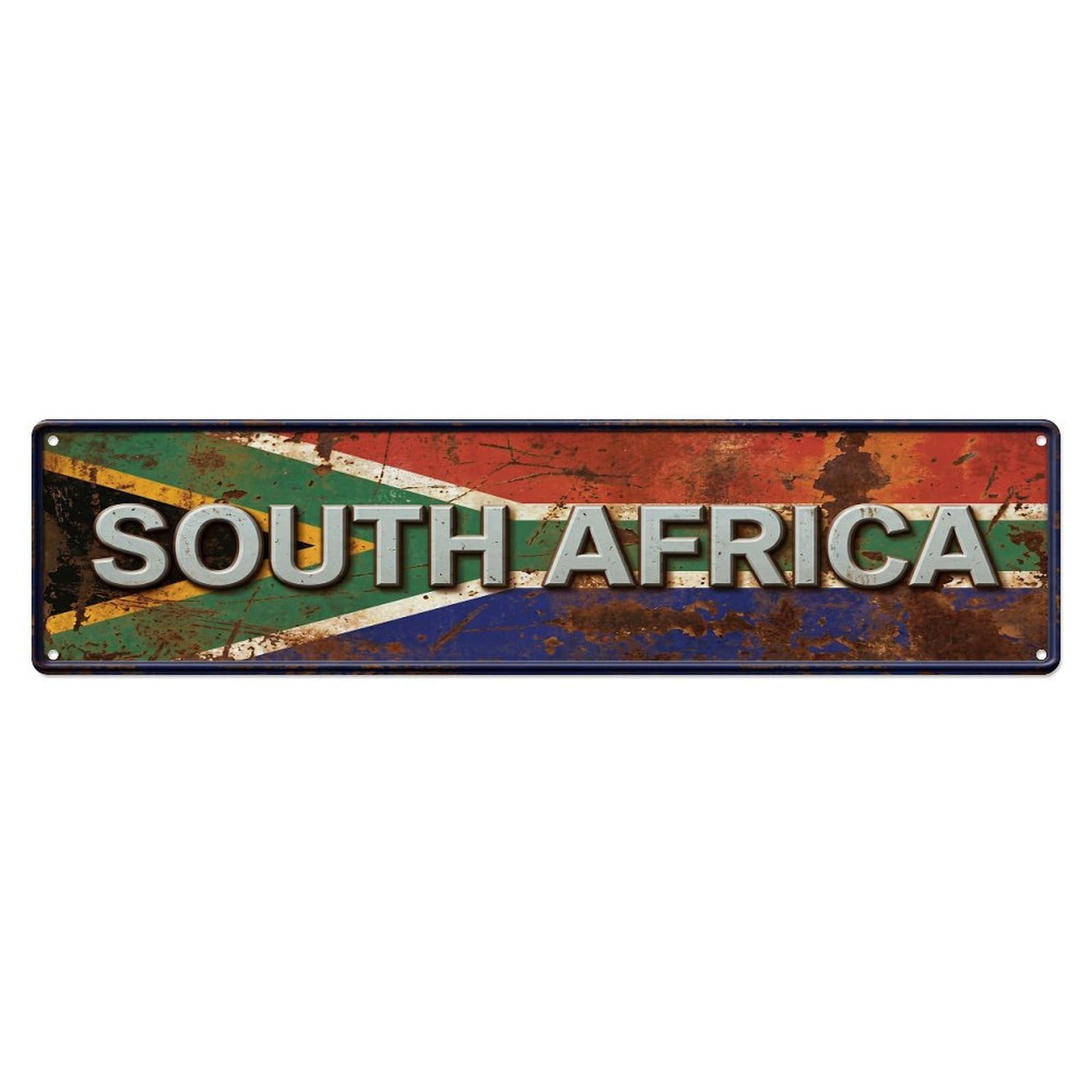Olhnbad 4X16inch(10X40cm) Vintage South Africa Flag Pattern Metal Tin Sign