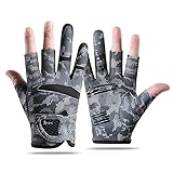 FGSS Fishing Gloves for Men Women - Anti-Slip Breathable Gloves UV Protection 3-Cut Fingers Gloves for Ice Fishing Kayak Row