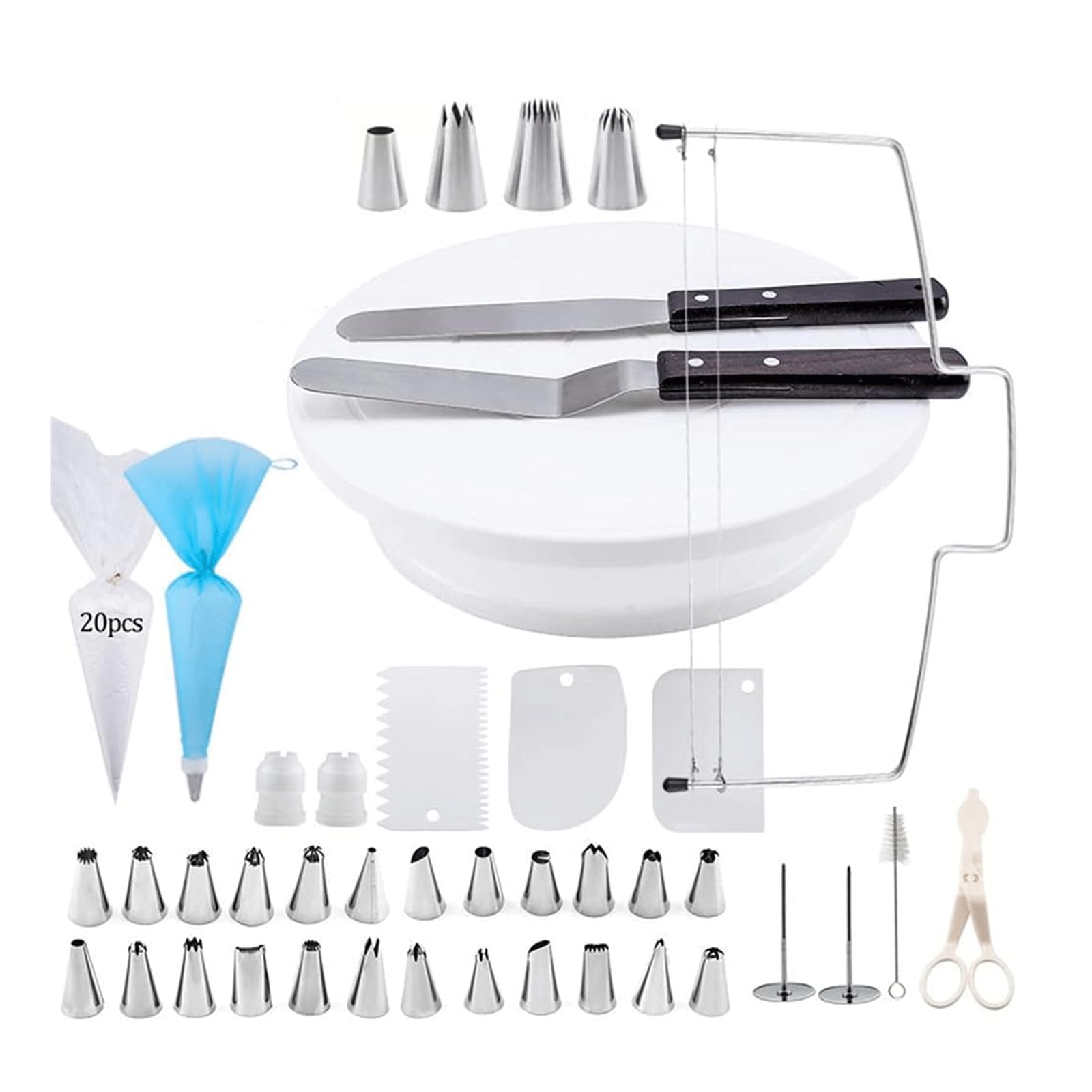 Boquillas para manga pastelera, Kit de plato giratorio de repostería, puntas para tuberías, suministros de decoración de pasteles, herramientas para hornear, accesorios para tuberías de pasteles