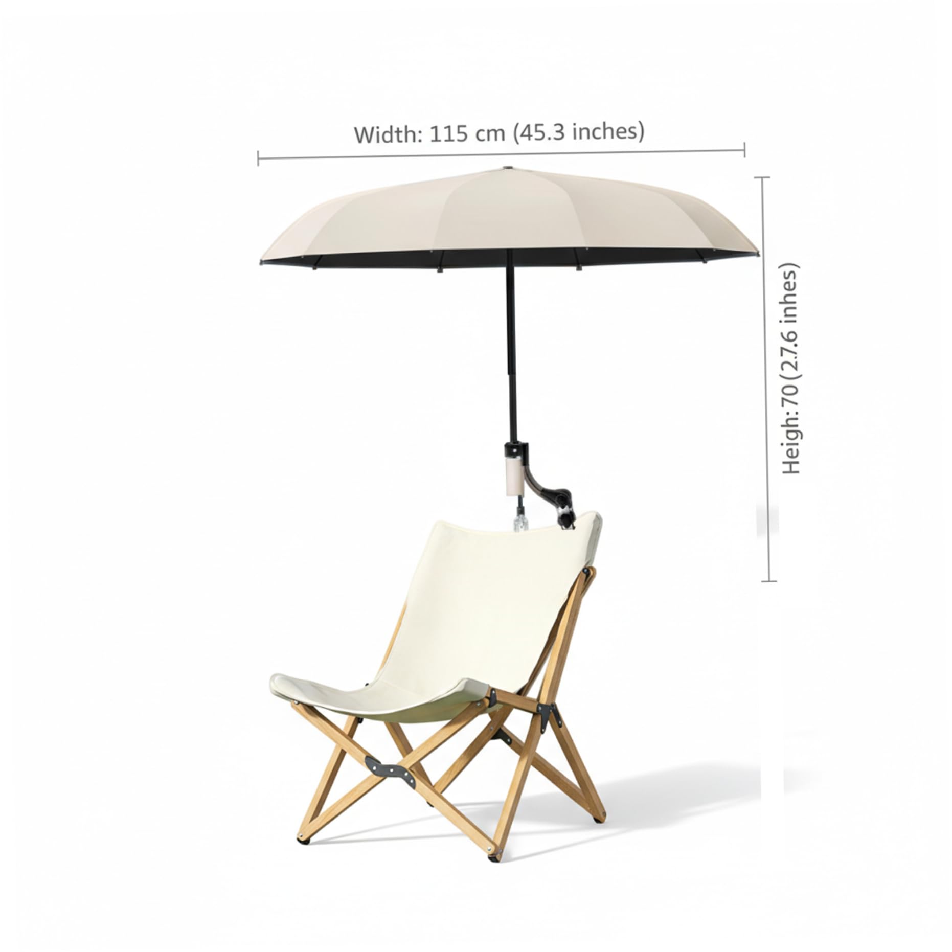 Parapluie portable réglable à 360° pour chaise – Pare-soleil avec pince pour plage, camping et chaises d'extérieur, 45, 28