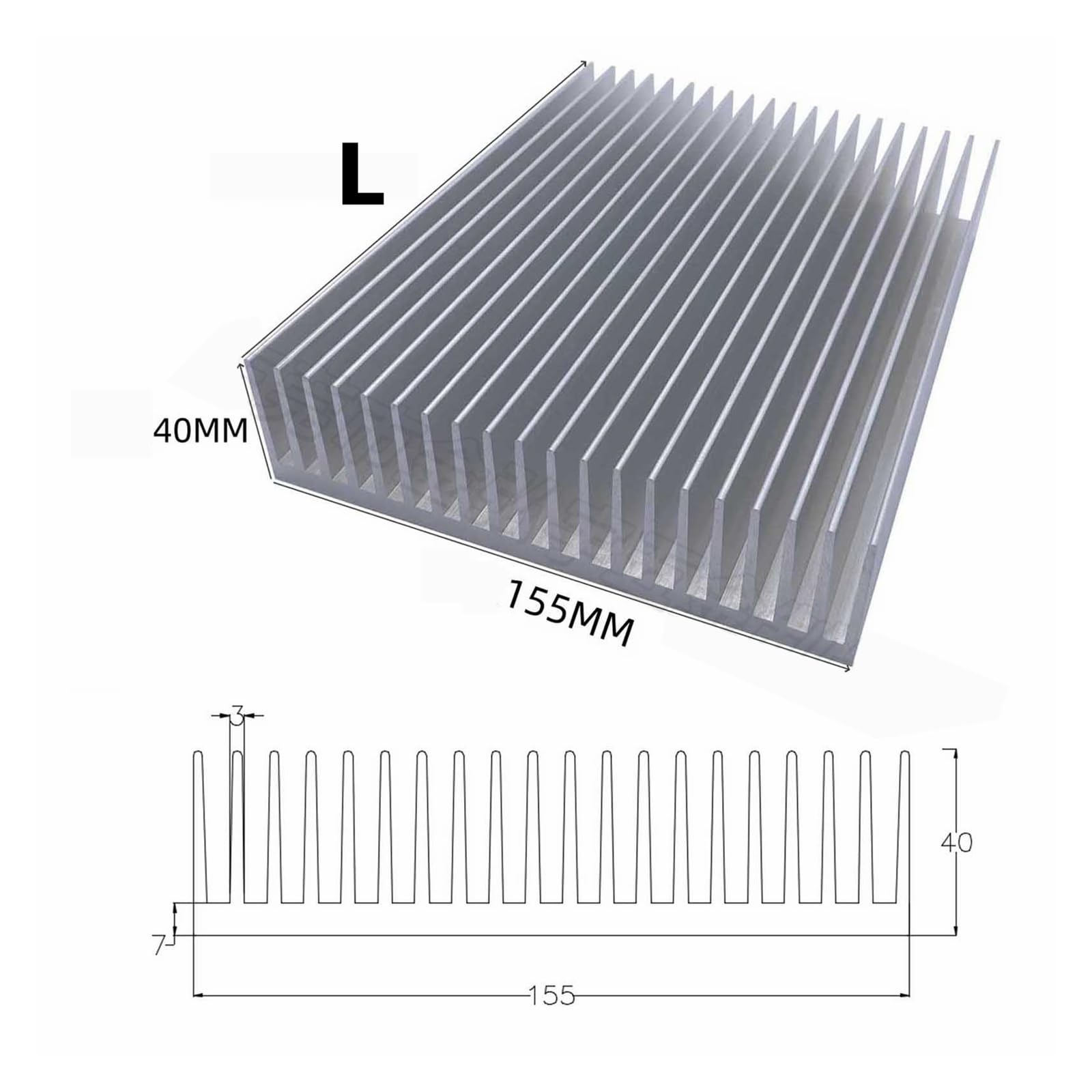 Dissipatore di calore in alluminio estruso per dissipatore di calore con chip elettronico a LED, 115 x 50, 125 x 20,5, 140 x 20 mm, per chip elettronico a LED, raffreddamento e dissipazione del calore