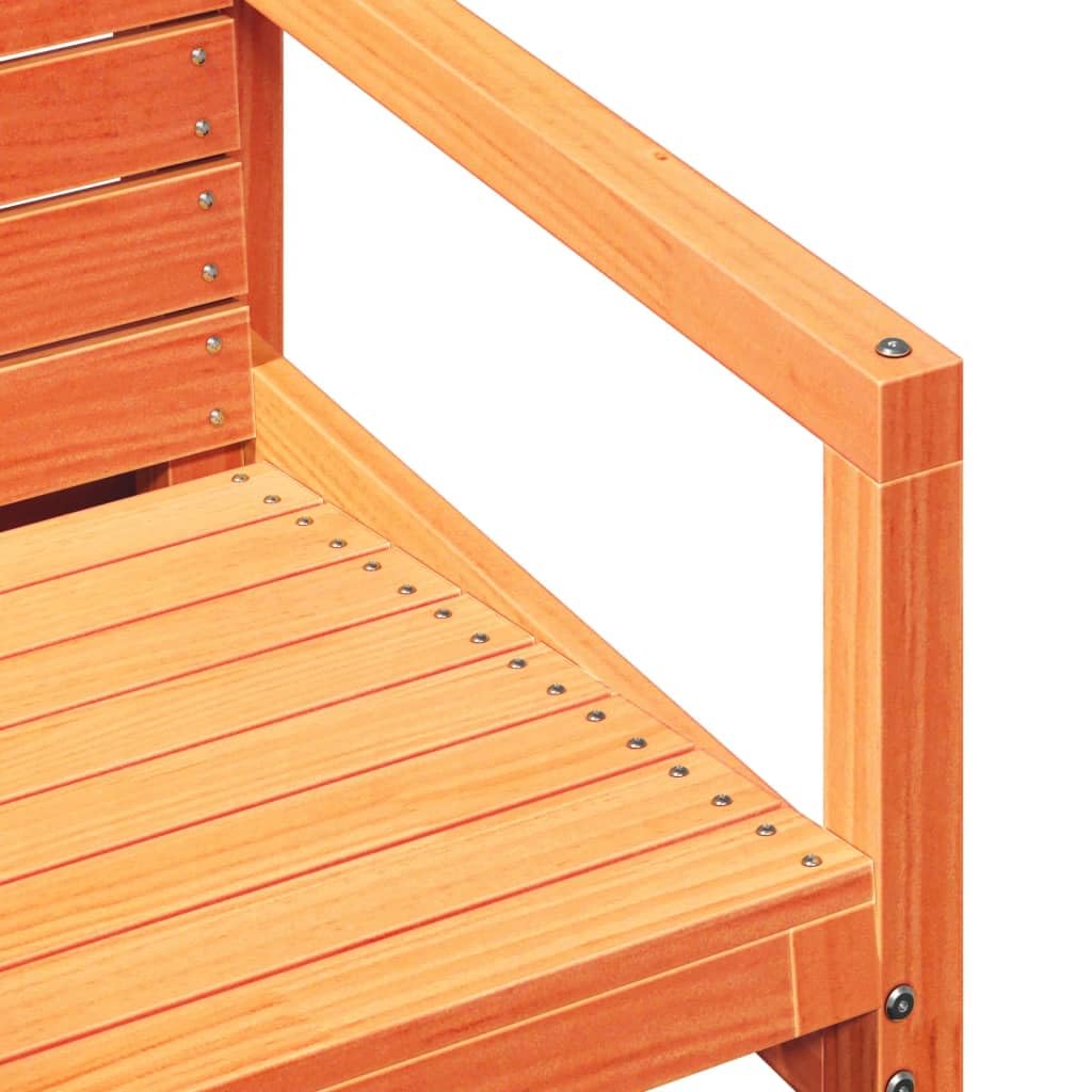 Juego de muebles de jardín de madera maciza de pino, 3 piezas, color marrón cera, para terraza, balcón, jardín, patio, muebles con mesa