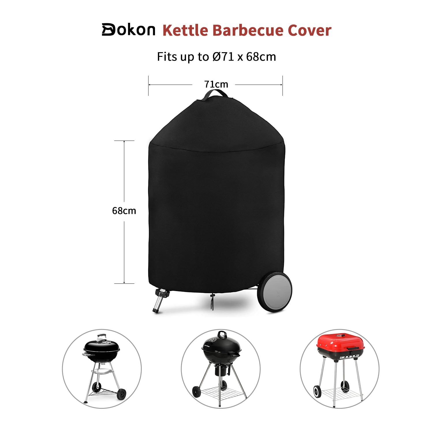 Raweao Copertura Impermeabile Per Barbecue: Proteggi Il Tuo Weber Da Pioggia E Sole! (Nero, 70x70cm)