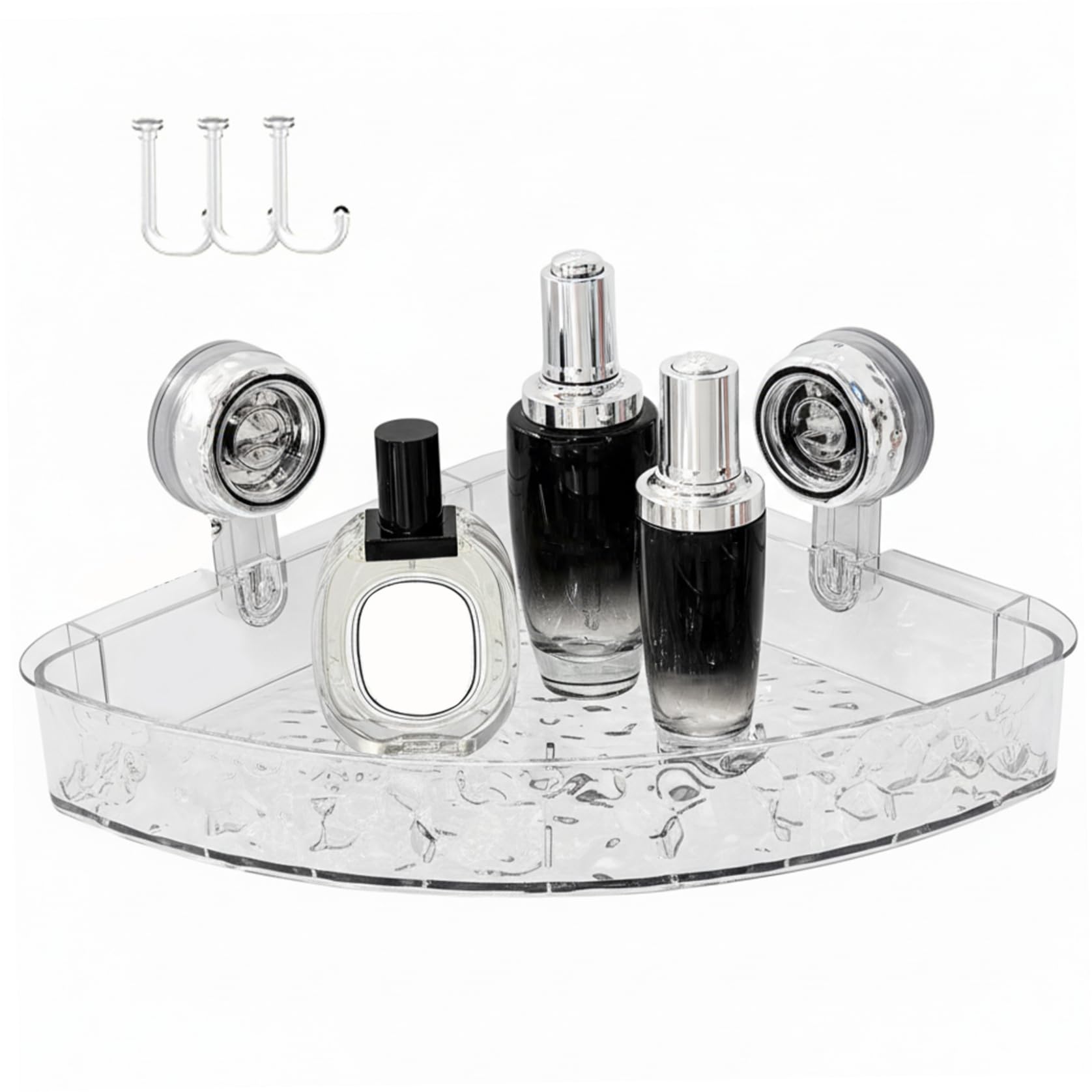 Sgqtqybk Shower Caddy Suction Cup Clear Corner Shower Caddy with Drain Holes Strong No-Drill Organizer Rack for Bathroom