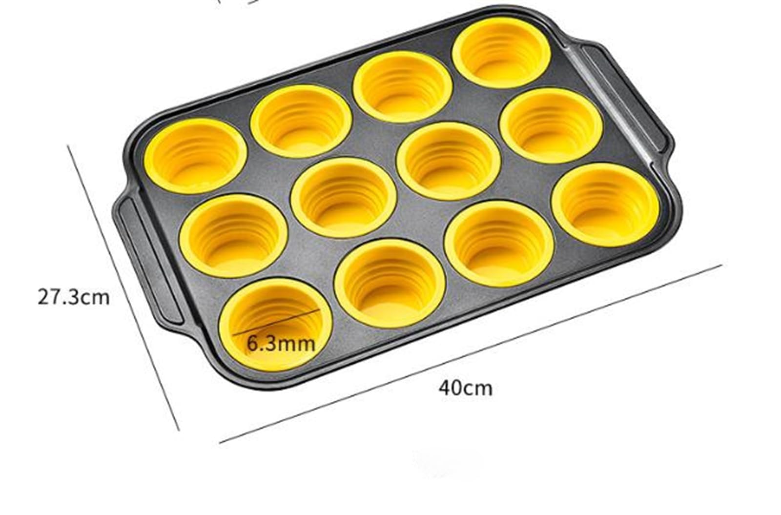 Stampo in silicone per muffin, con meccanismo a pressione e rilascio, riutilizzabile, antiaderente, per casa, cucina e feste (giallo + rosso)