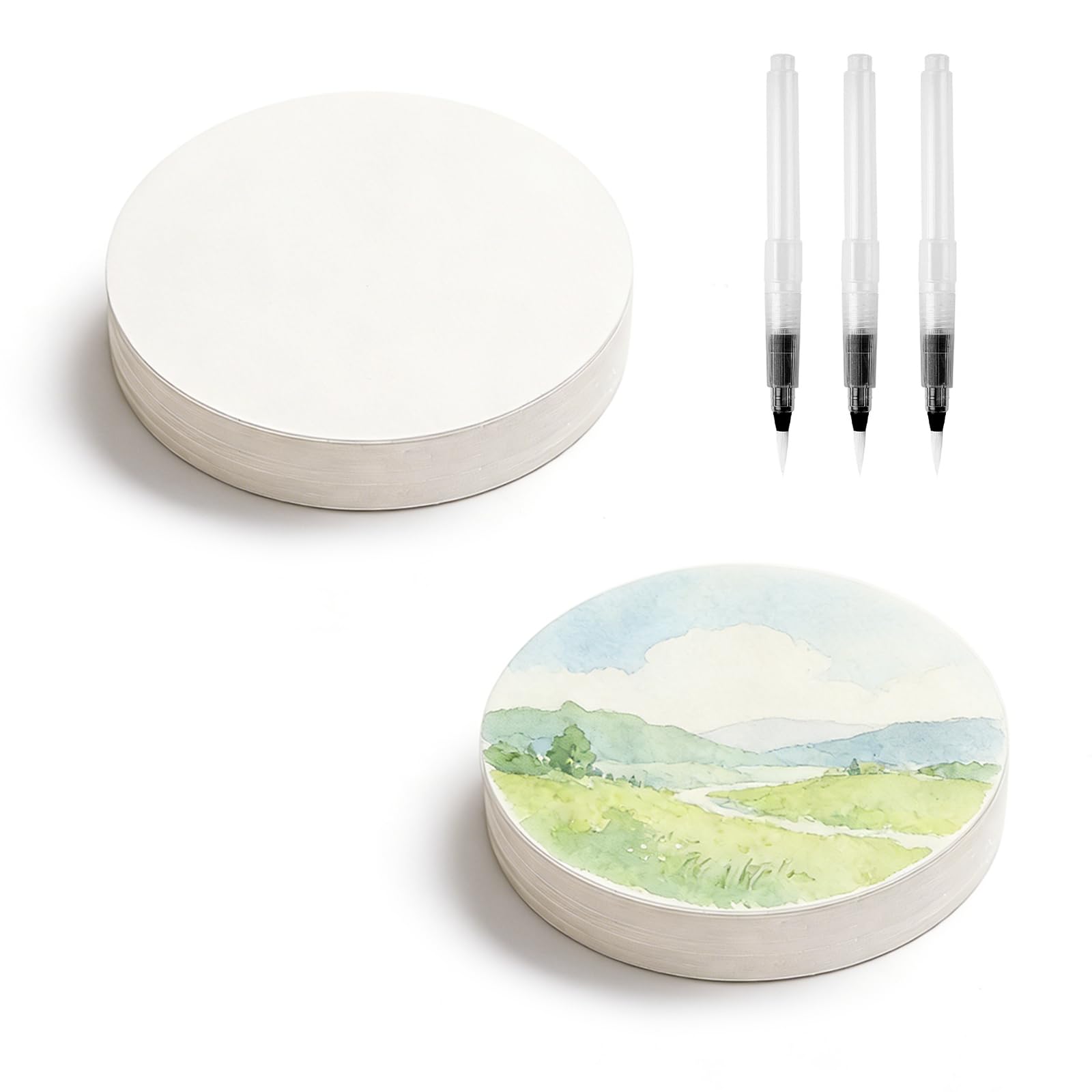 Sxutop 100 Fogli Carta per Acquerello Rotonda 300 g/m² Cartoncino Rotondo per Pittura 12 cm di Diametro Cotone Carta per Acquerelli per Fai Da Te Cartoline Blocchi Appunti Biglietto d'Auguri