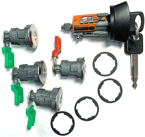Compatible con Ford Econoline, E-150, E-250, E-350 Vans 1997-2018 Cilindro de bloqueo de interruptor de encendido + 4 (cuatro) cilindros de bloqueo