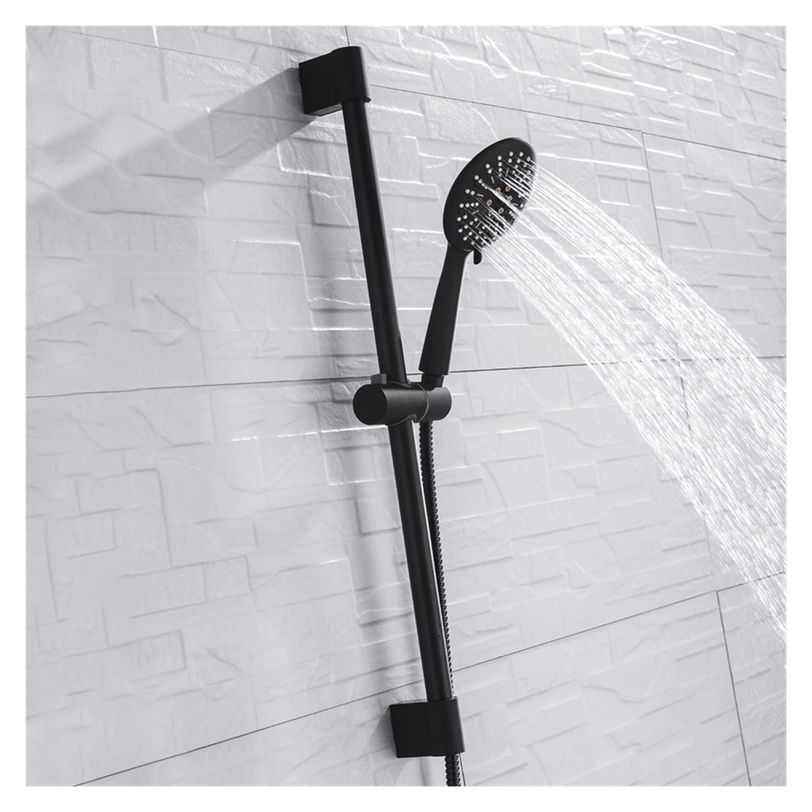 Barre de douche noire avec support de pommeau de douche haute pression