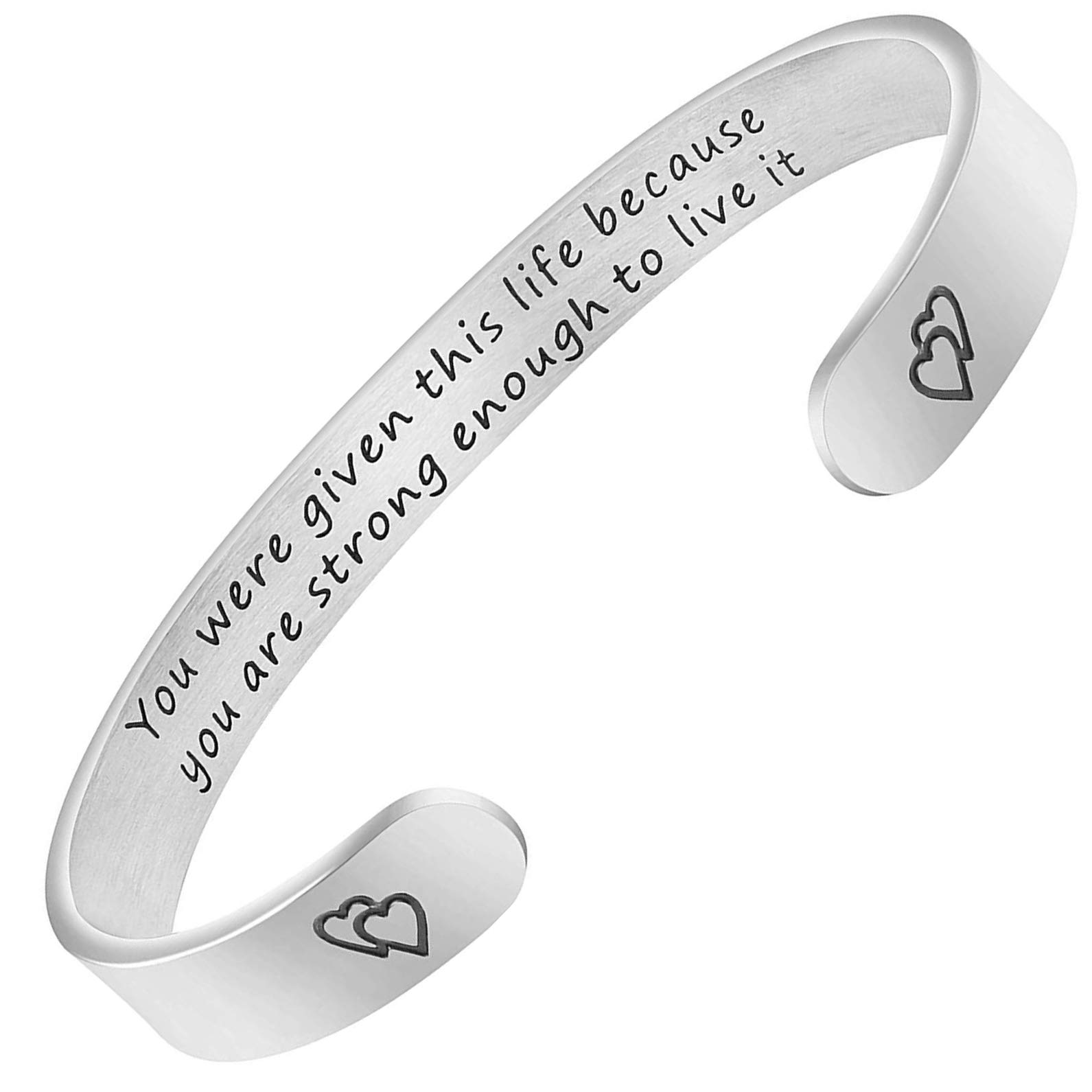 Gift for Year 2020 Personalized Mantra Bracelet for Women Men Girl Inspirational Jewelry Cuff Bangle