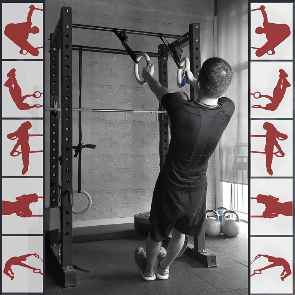 Anelli da Ginnastica, Anelli da Ginnastica Fitness Ginnastica in Legno 28/32 mm con Cinghie Regolabili Home Gym Fitness Pull ups Strength Training Attrezzatura for Ginnastica