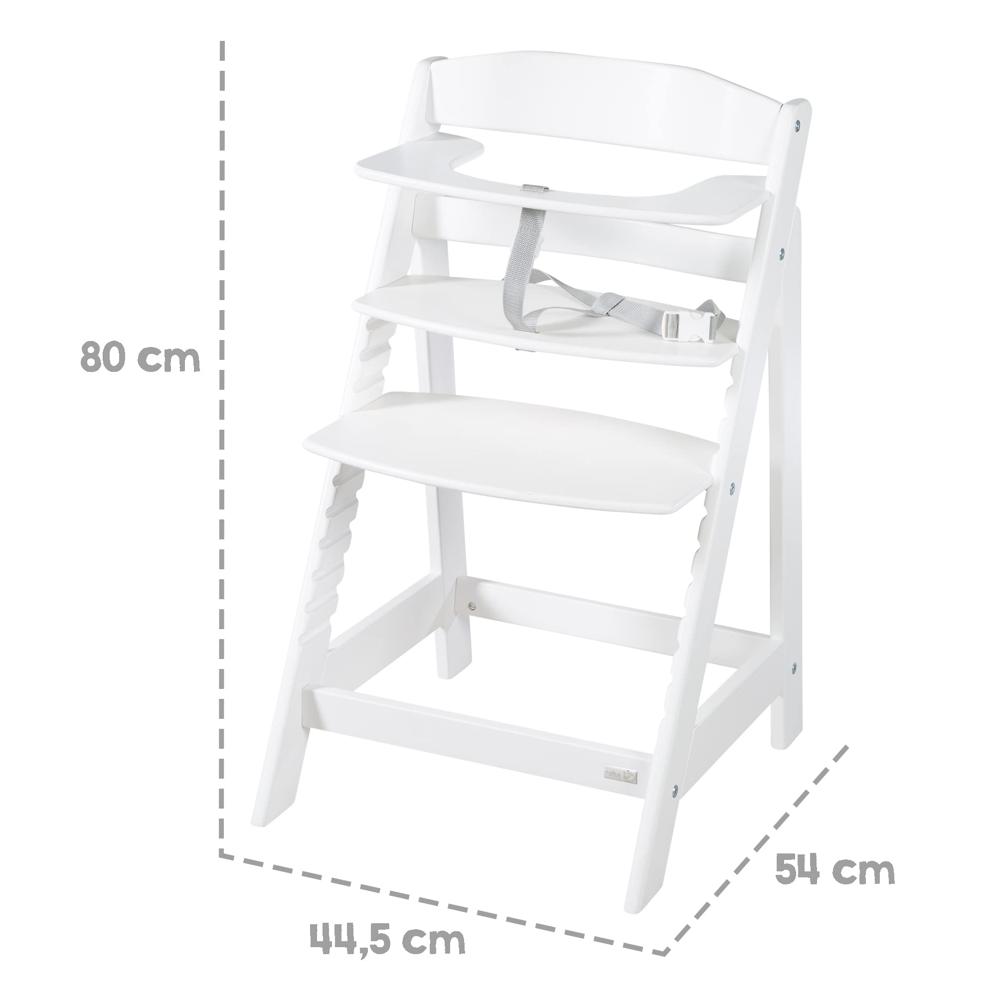 roba Seggiolone Evolutivo Sit Up Flex 2 in 1, Altezza Regolabile, dai 6 Mesi fino ai 70 kg, con Poggiapiedi, Robusto ed Ergonomico, Legno Laccato Bianco