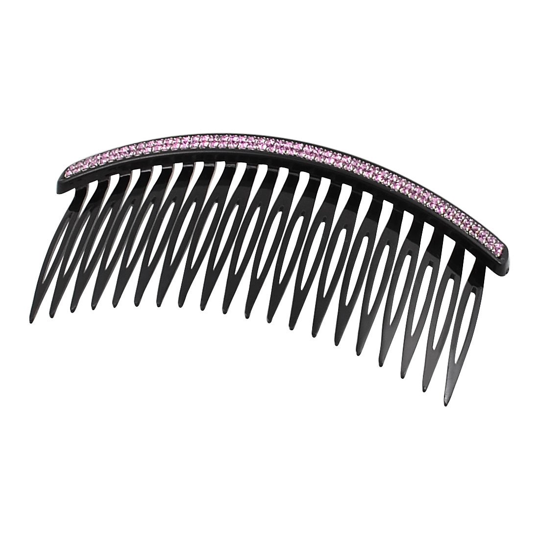 Uxcell Plastic Rhinestone Dual Row Hair Comb Clip, Black