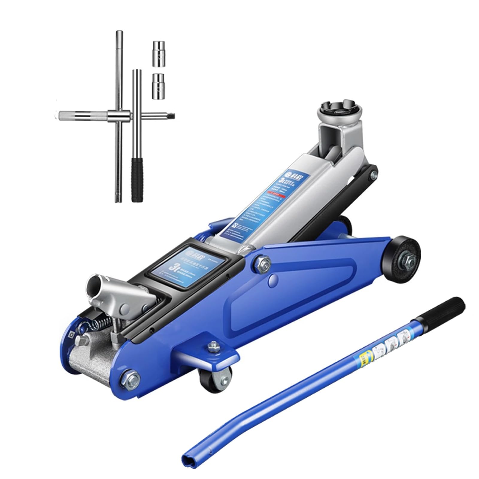Cric Idraulico A Carrello A Basso Profilo Cric Portatile for Auto in Acciaio da 3 Tonnellate con Ruote Posteriori Girevoli E Comoda Maniglia for Custodia for Camion for Manutenzione