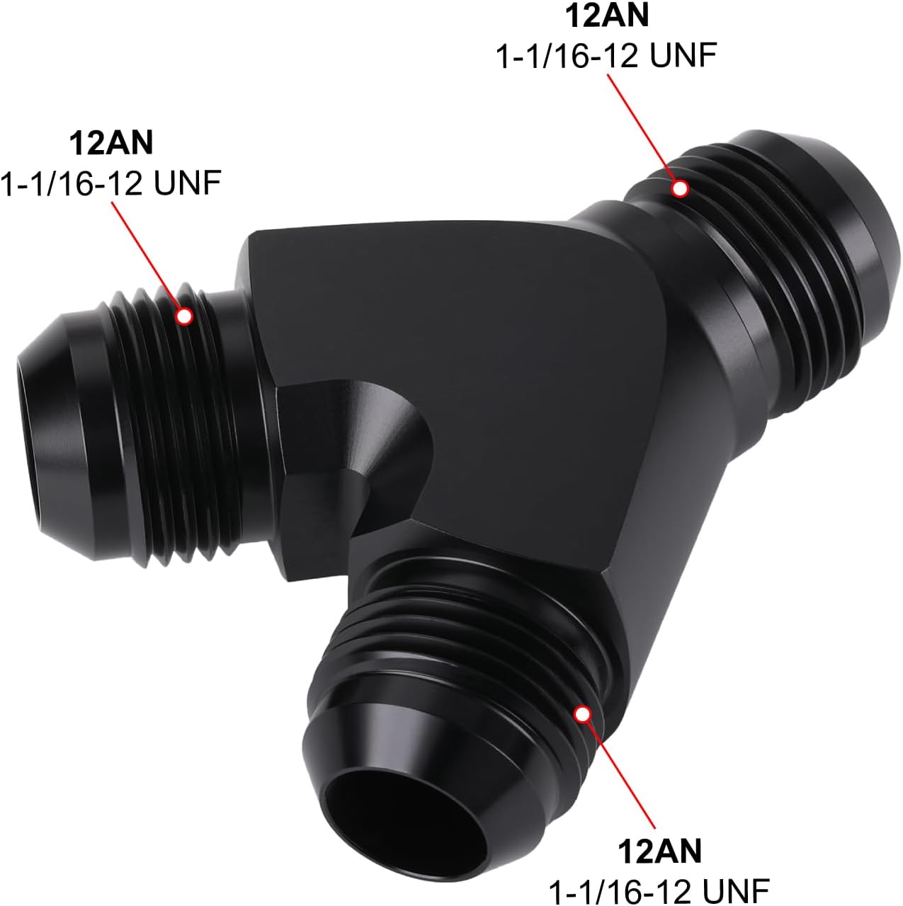 12AN Male Y Block Fitting Splitter Adapter Union Aluminum Black