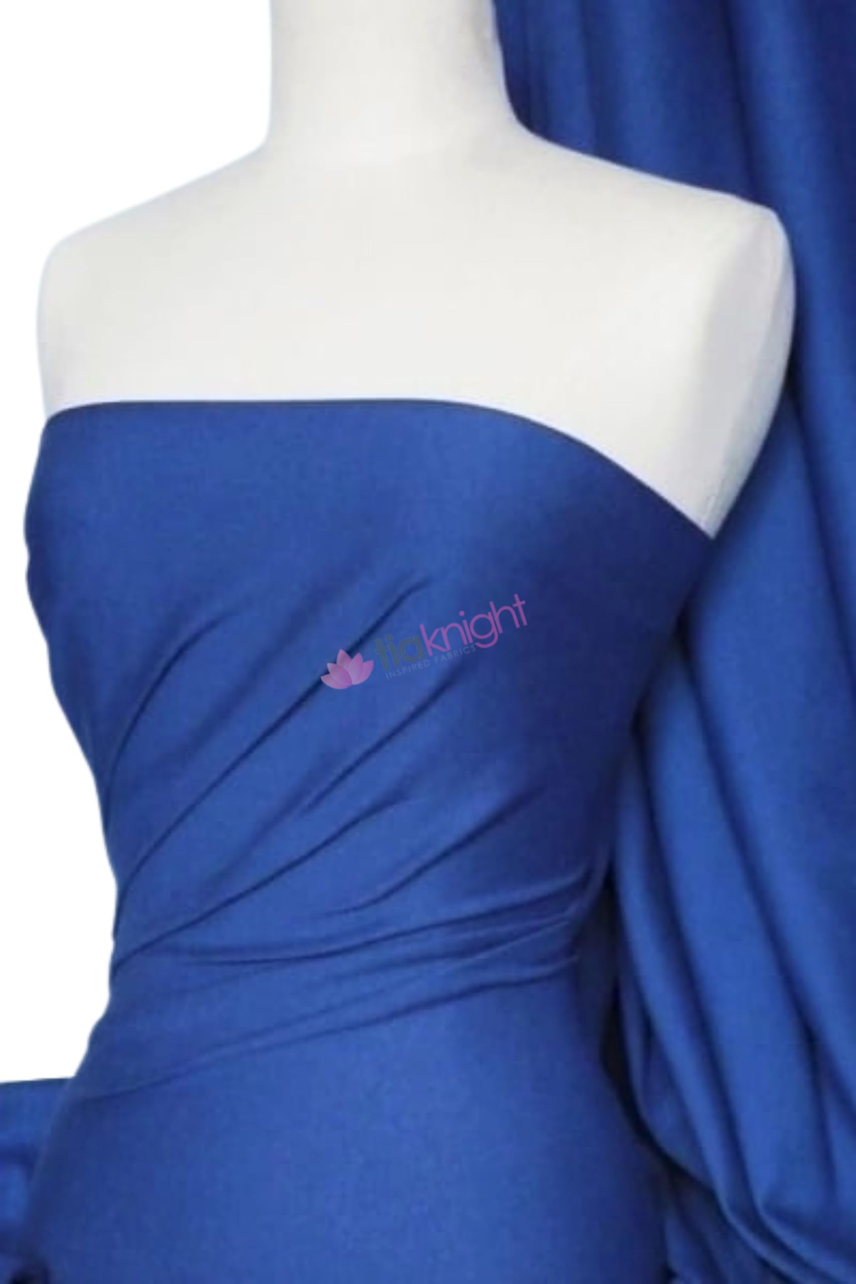 Soft Fine 1x1 Rib 100% Cotton Knit Jersey Fabric | Soft T-Shirt Material | Over 50 Colours | Oeko-Tex Certified | Same Day Dispatch | by Tia Knight (Q61) (Royal Blue)