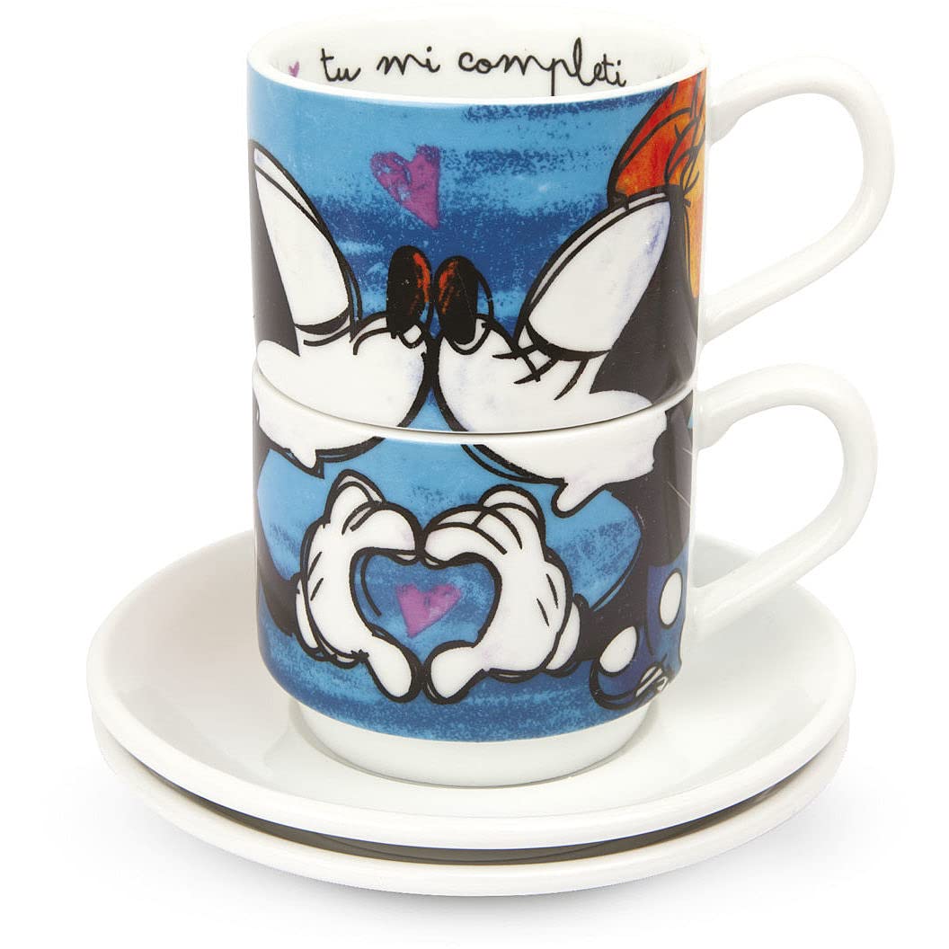 Egan - Juego de 2 tazas de café con diseño de Mickey Mouse apilables