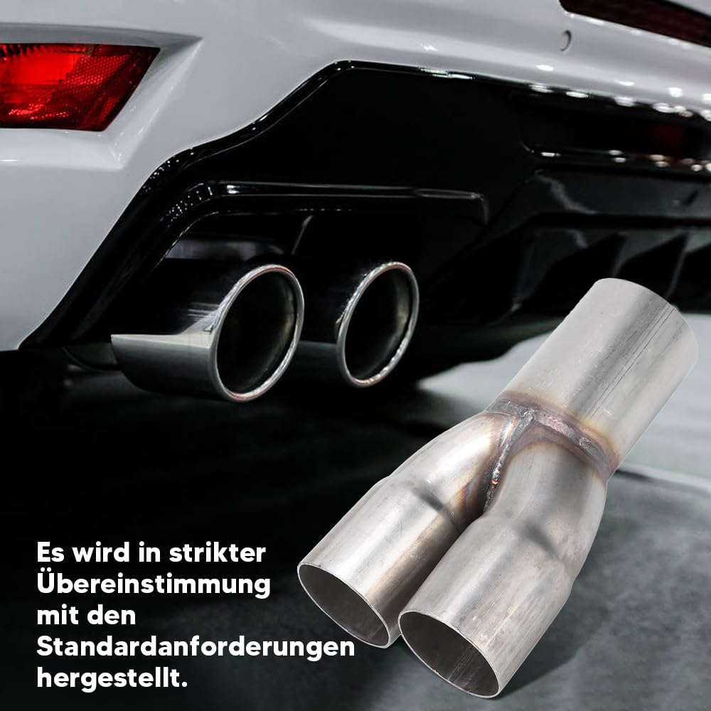 Edelstahl Auspuffrohr T304 - 2-Zoll Doppeleinlass 2,5-Zoll Auslass Für Auto & LKW