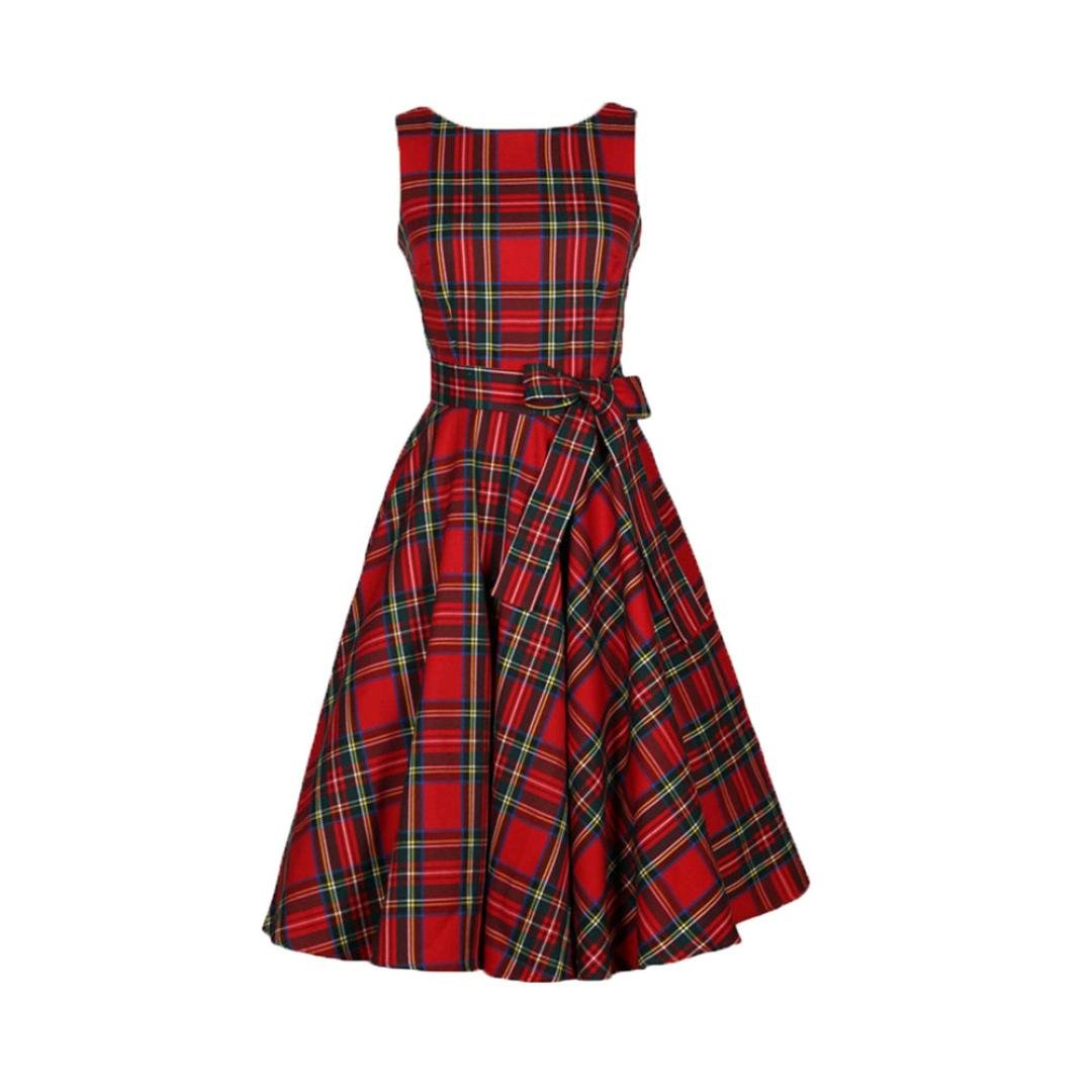 red tartan cocktail dress