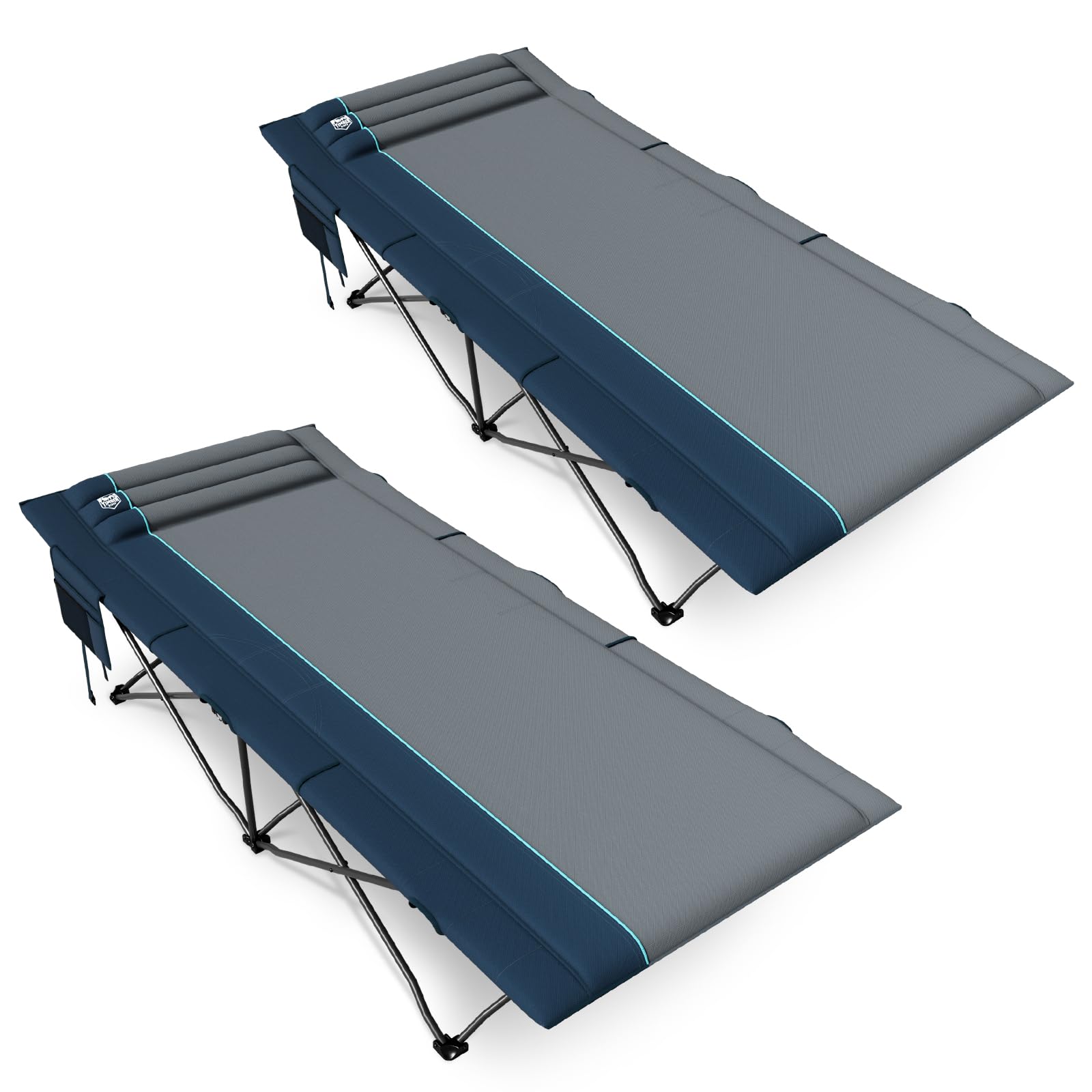 Timber Ridge 31.8" Extra Wide Camping Cot for Adult, Easy Set Up, Heavy Duty Oversized Sleeping Bed with Carry Bag for Camping, Travel and Outdoors, Support up to 450lbs, Blue, 2 Pack