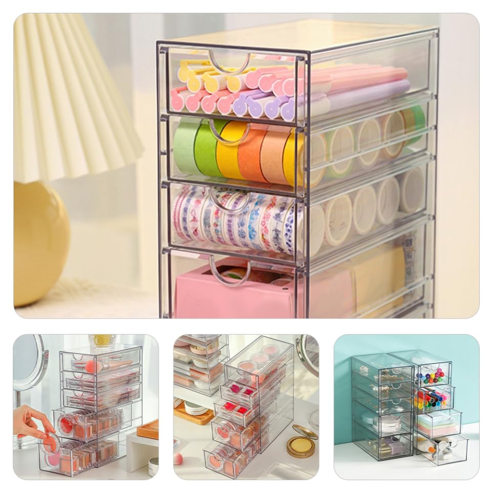 Caja de almacenamiento multifuncional de plástico de 5 capas para escritorio, práctica para suministros de oficina, papelería y uso doméstico, solución de mesa que ahorra espacio