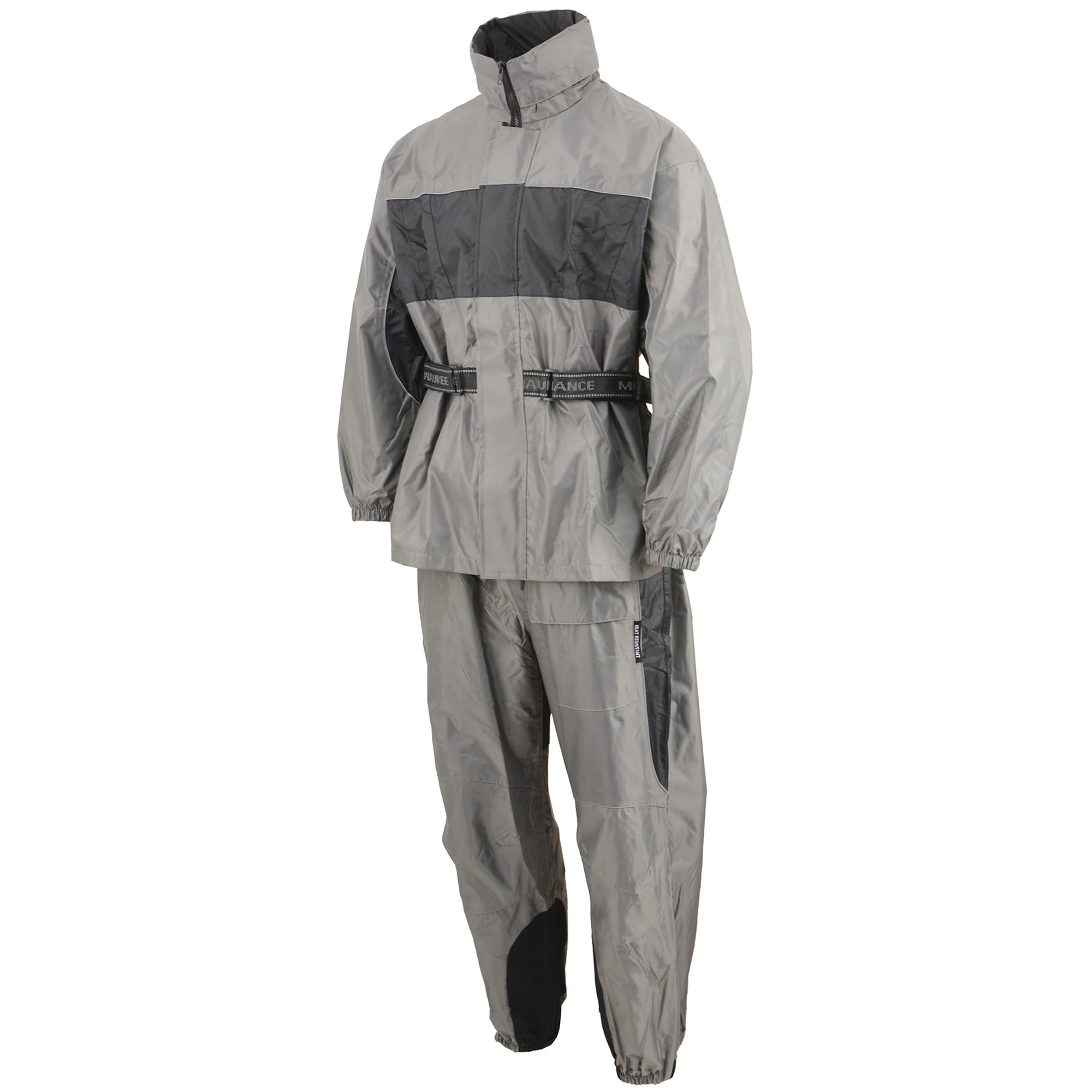 Milwaukee Leather Men's Black & Gray Rain Suit SH2216 Water Resitant w/Reflective Piping (Black, XX-Large)