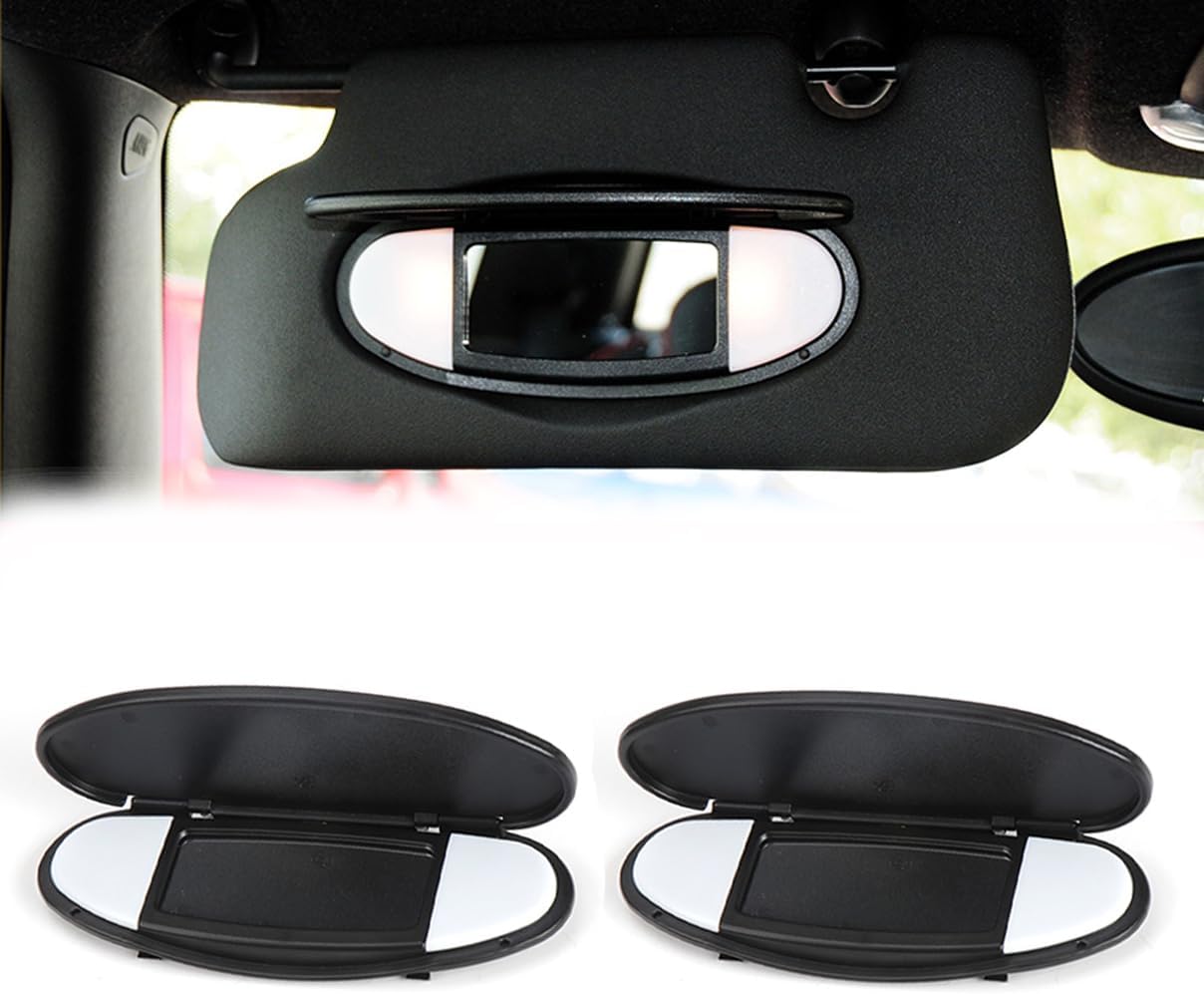 Sun Visor Vanity Mirror Cover Cap for BMW Mini Cooper R55 R58 R60 2007 2008 2009 2010 2011 2012 2013 2014 51167361833 (Beige, 2 PCS)
