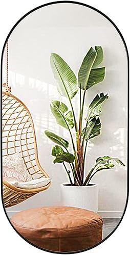 Muzilife Oval Wall Mirror for Bathroom, 20" x40'' Capsule Mirror Vanity Wall Mirror with Metal Frame, Hang Horizontally or Vertically for Entryway,