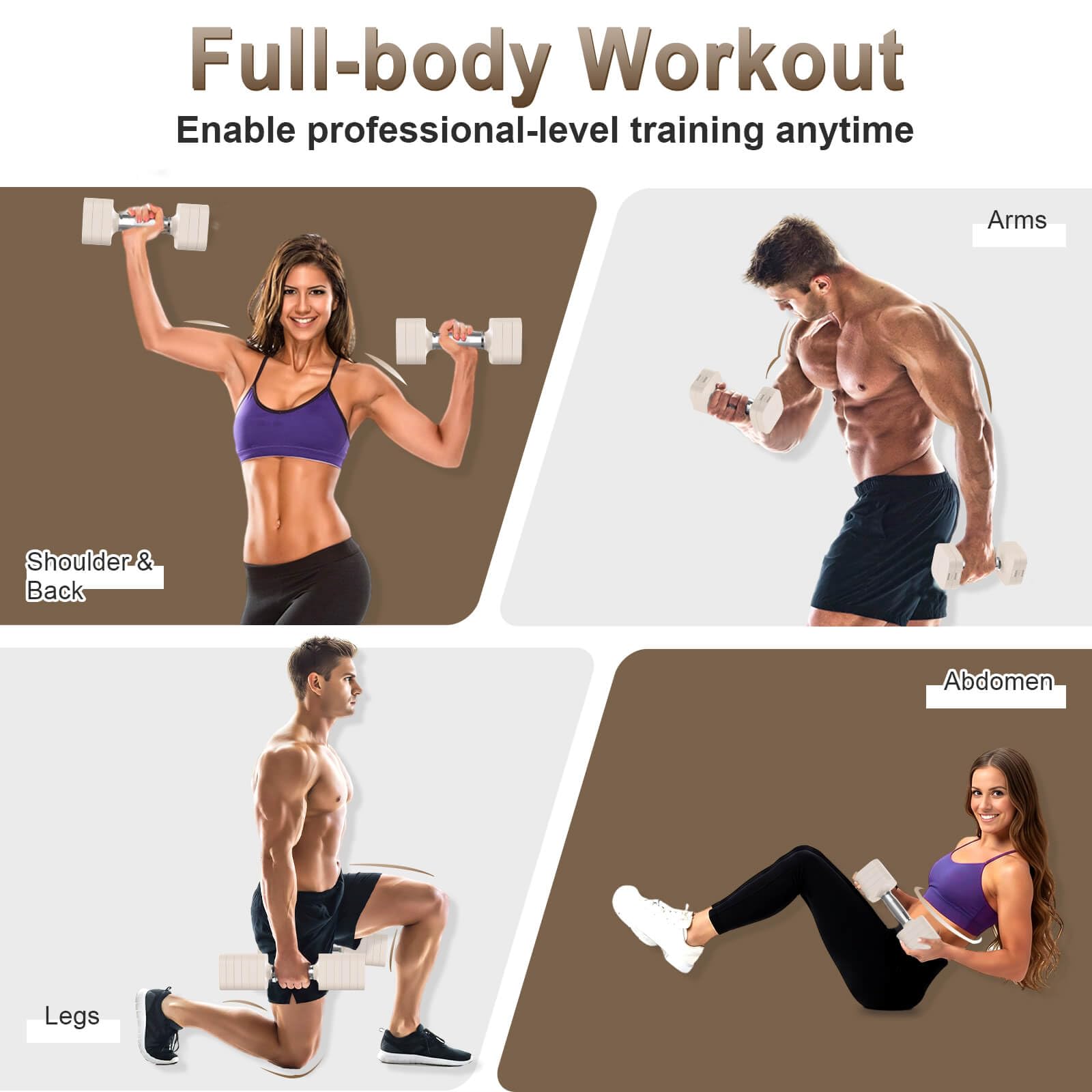 Hezeyferg 30.8LB Adjustable Dumbbell Set, Hand Weights Set for Home Gym | Each Adjustable Weight Dumbbell with 6 Levels 4.4/6.6/8.8/11/13.2/15.4lb, for Women/Men Full Body Workout