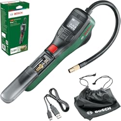 Mejor Hinchador Ruedas Coche Bosch Home and Garden Bomba de Aire Bicicleta / Compresor a Batería EasyPump, 3.0 Ah, 3.6 Voltios, Función Parada Automática, 150 psi, 10.3 bar, LED, Recargable Mediante Cable USB-C, en Caja