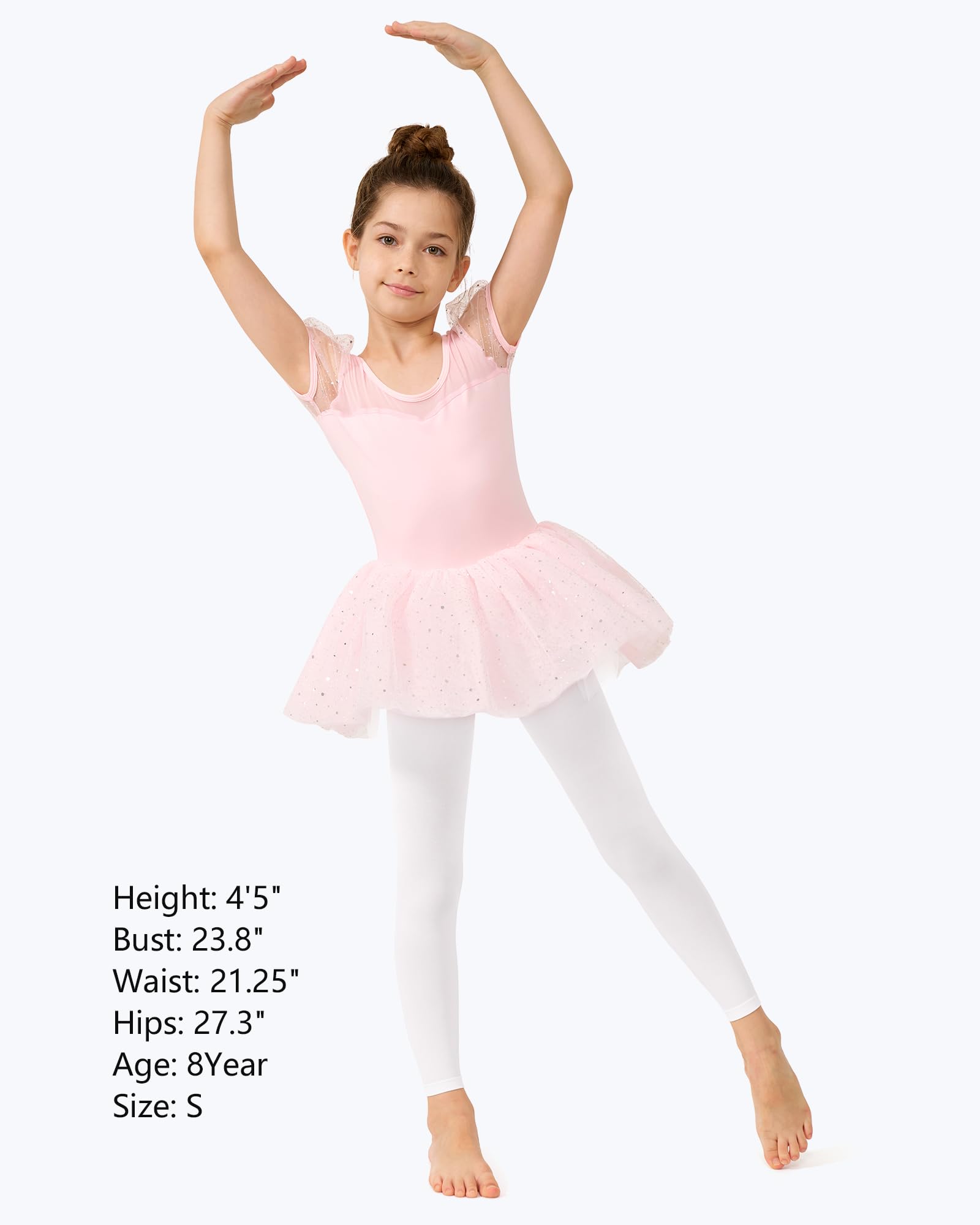 Stelle Mallas de ballet sin pies para niñas de 2 a 15 años | Cintura alta, elástica, cobertura opaca, medias suaves, medias para adolescentes y jóvenes, bailarina, gimnasia, actuación