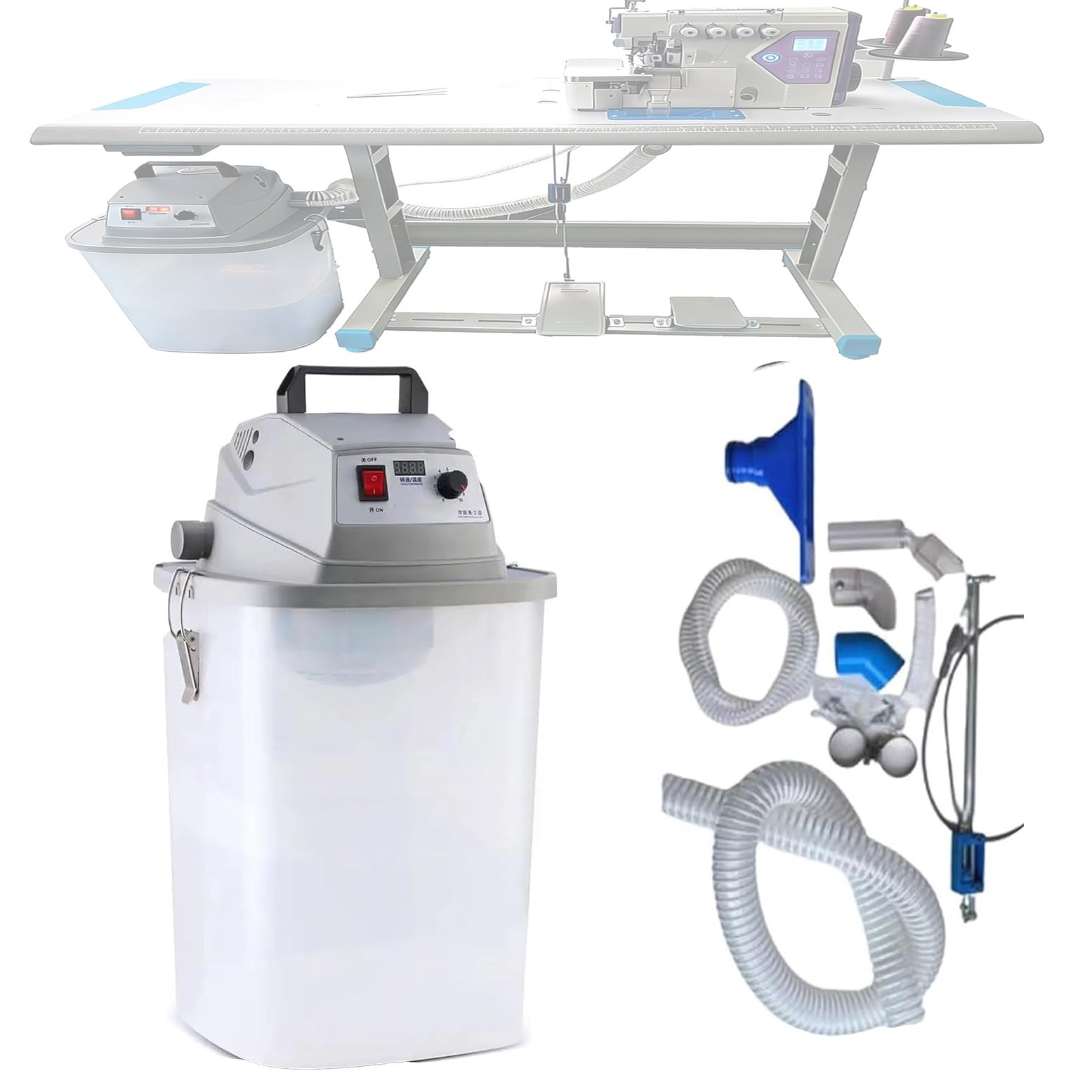 JXYQ Fabric Thread Trimmer Automatic Single-Head Machine with 30L Storage Bucket for Efficient Thread Cutting in Garment Factories